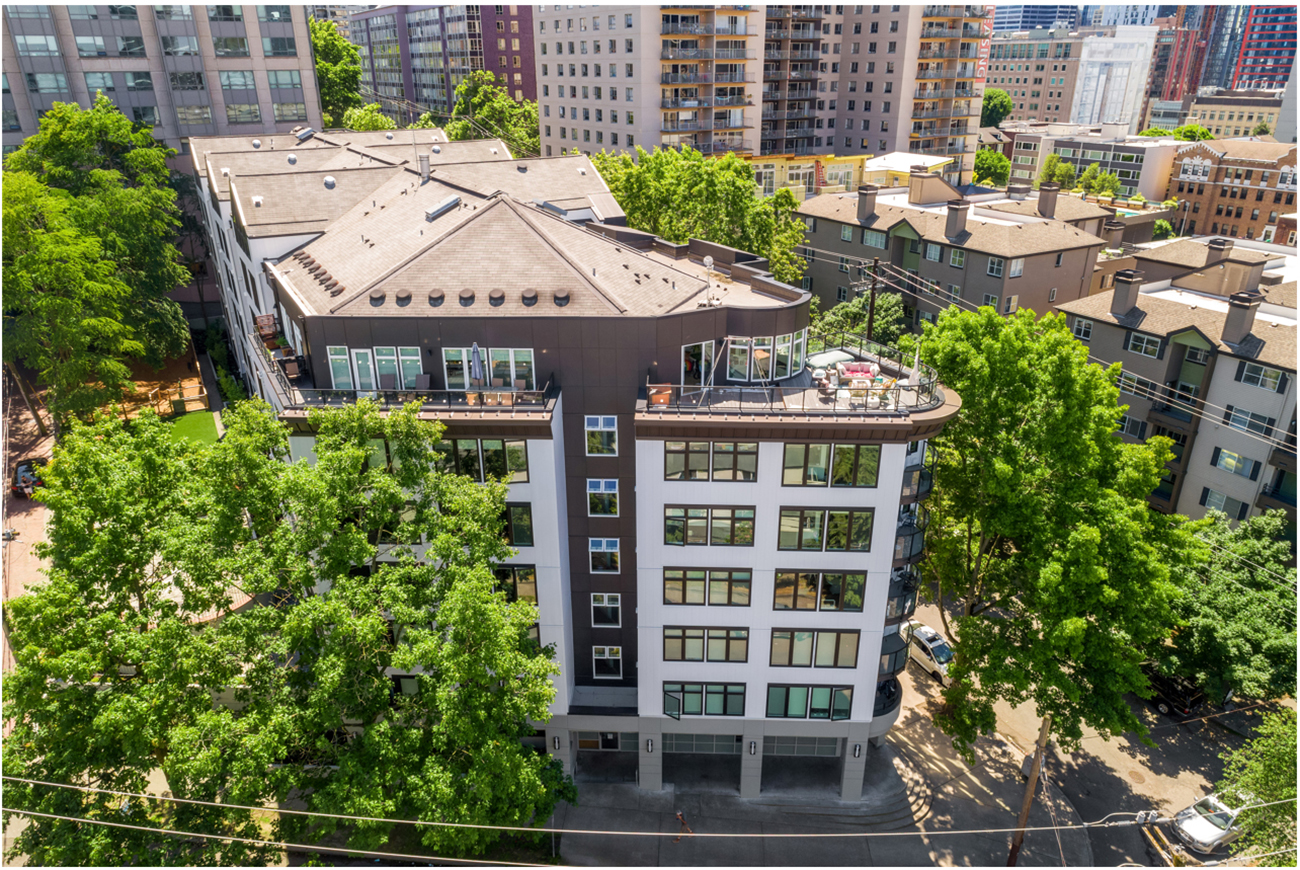 The newly launched Refound Residential recently bought two complexes, including the 84-unit Union Park apartments in Seattle's First Hill neighborhood. (CoStar)