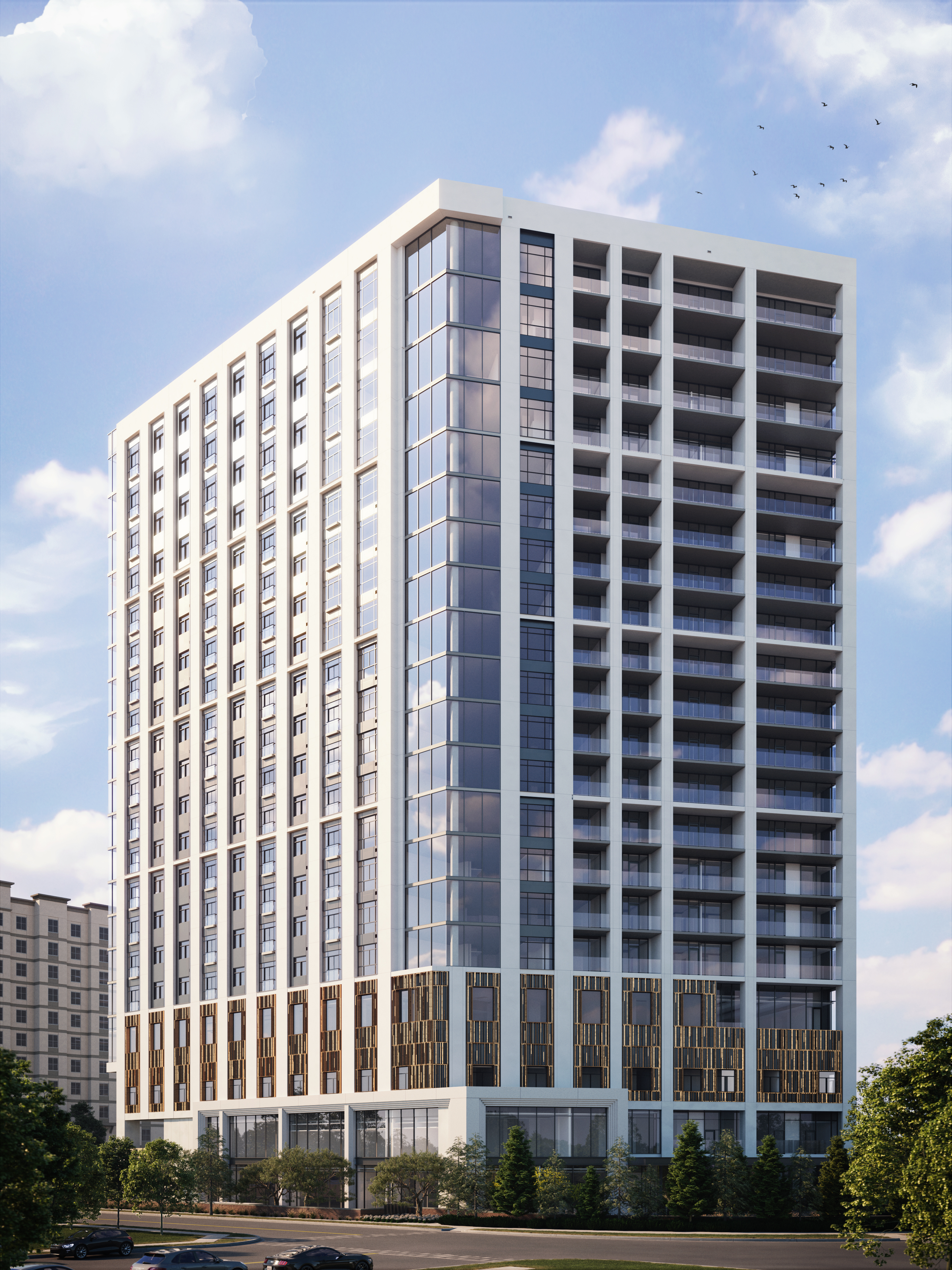 This 20-story luxury senior living facility in Dallas has secured a $180 million construction loan from Beal Bank. (Nexus Cos.)