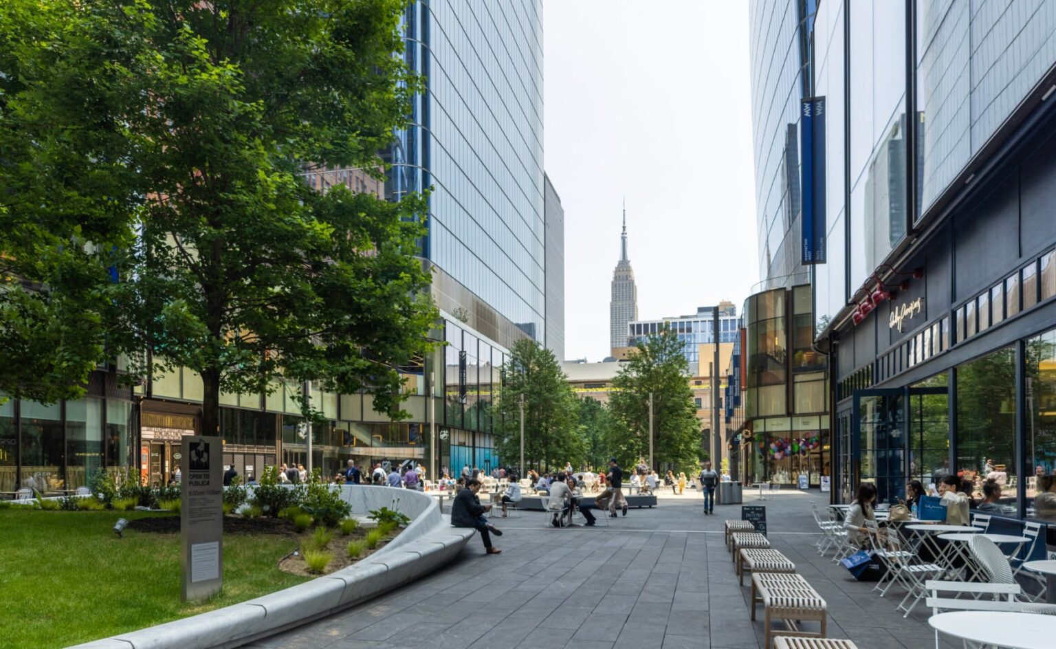 Brookfield has retained JLL as the exclusive office leasing agent of its Manhattan West complex, which is anchored by a public plaza. (Brookfield) 