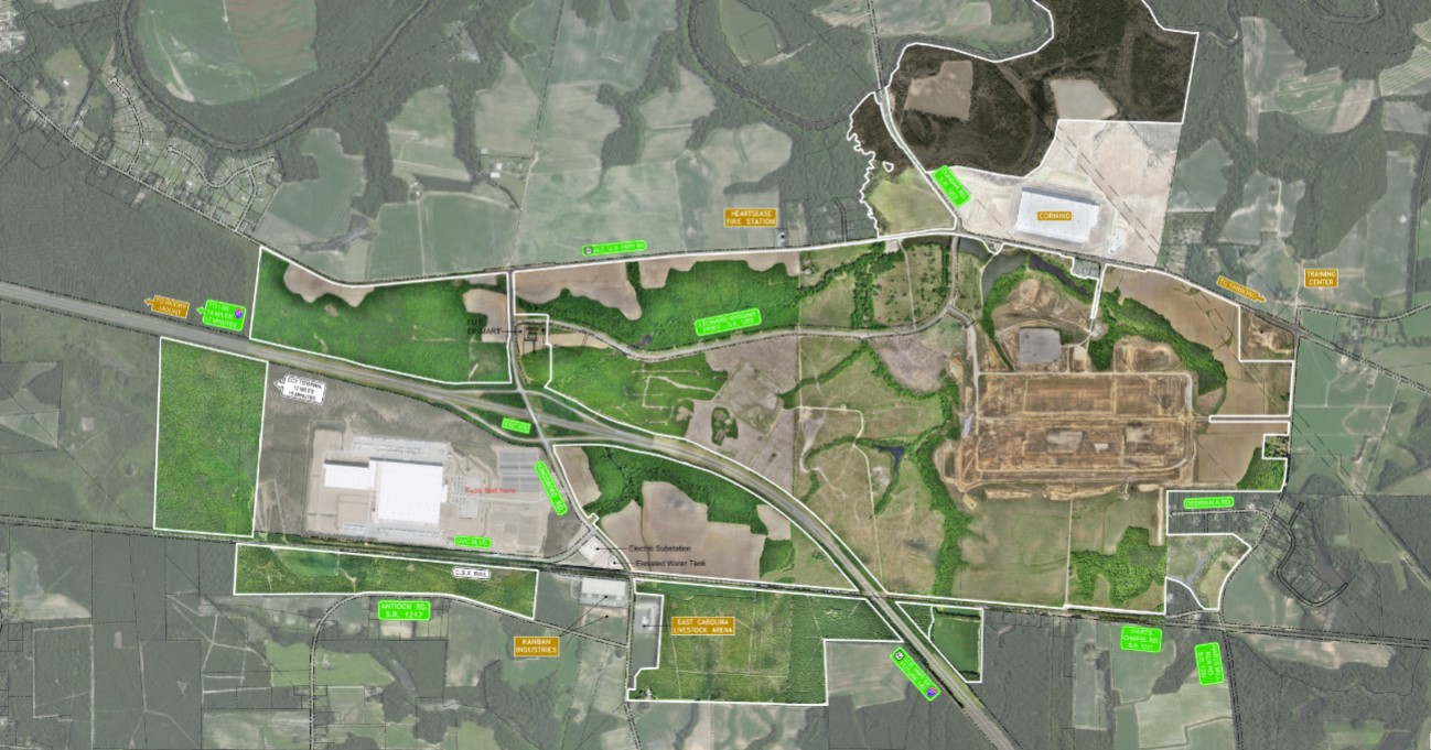 An image of Kingsboro Industrial Park in Edgecombe County, North Carolina, where Natron Energy is planning a $1.4 billion battery plant. (Edgecombe County)