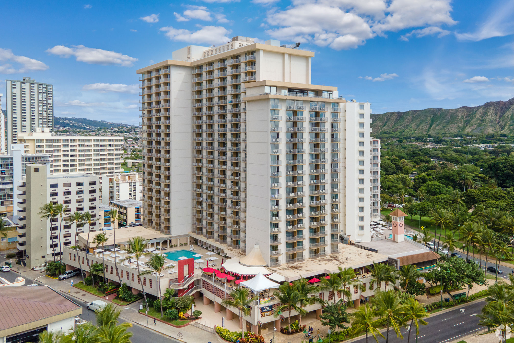 The Twin Fin, formerly the Aston Waikiki Beach Hotel, will open following a multimillion-dollar renovation in November. (CoStar)