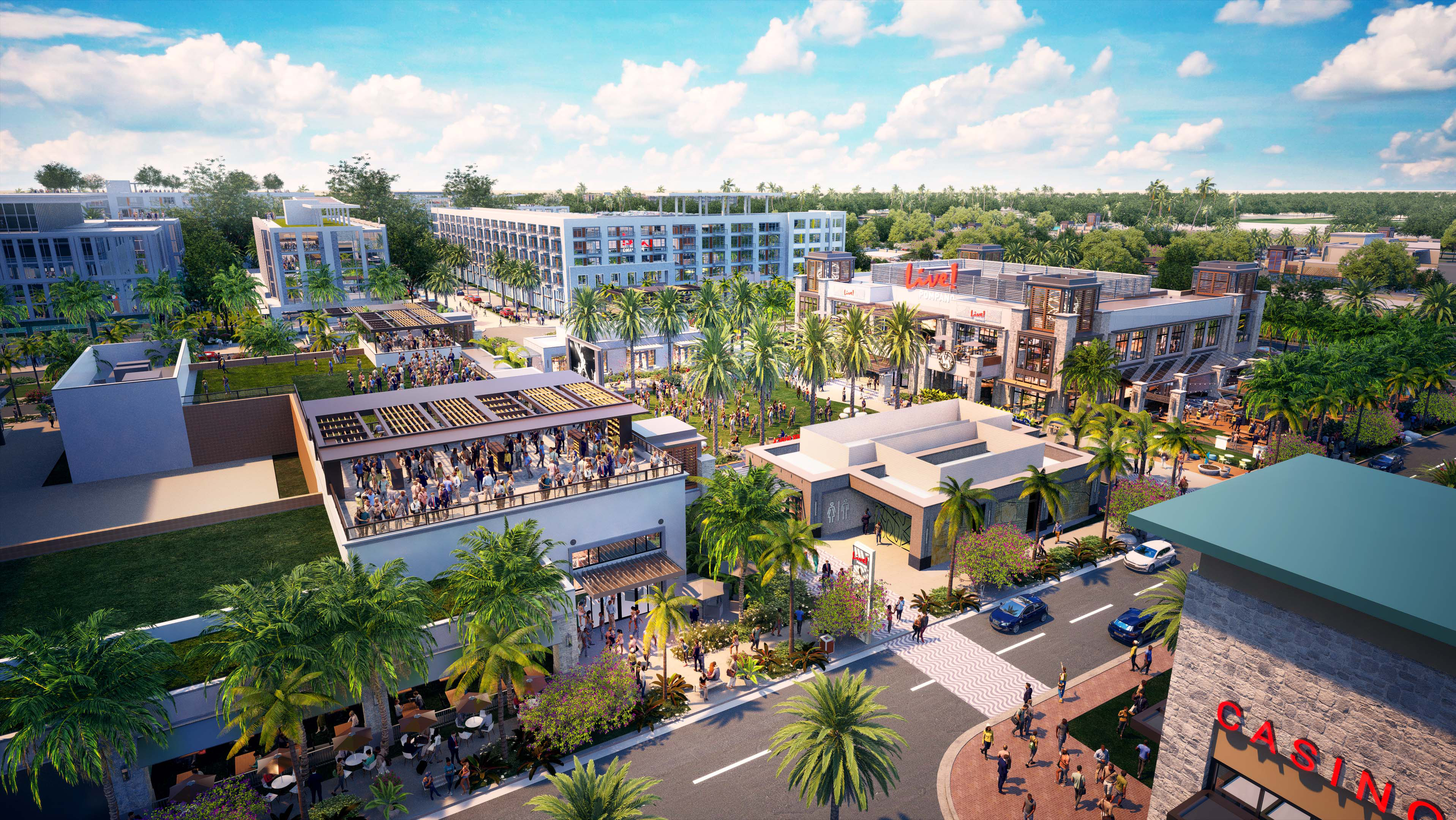 Rockpoint, a Boston-based real estate private equity firm, plans to develop an 87.8-acre industrial site as part of the larger 223-acre The Pomp mixed-use project (pictured) being developed by The Cordish Cos. and Caesars Entertainment. (Cordish Cos.)
