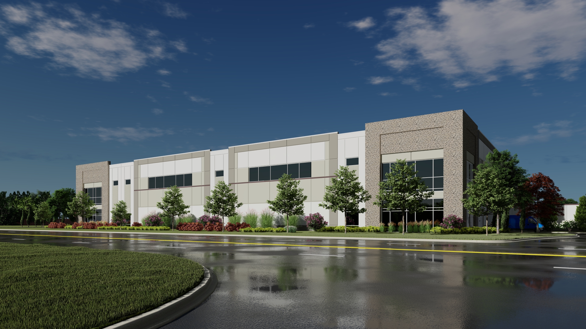 PCCP and Stotan Industrial plan a 100,400-square-foot warehouse at 350 N. Wolf Road in Mount Prospect, Illinois, after demolishing an office building on the site. (Harris Architects)