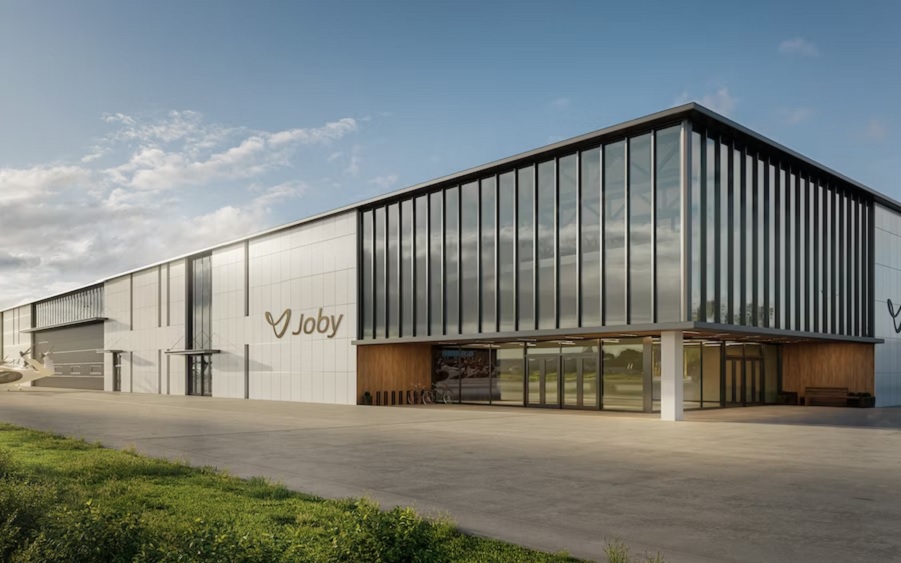 A rendering of Joby’s proposed manufacturing plant in Dayton, Ohio, which will support production of up to 500 eVTOL aircraft per year. (Joby Aviation)
