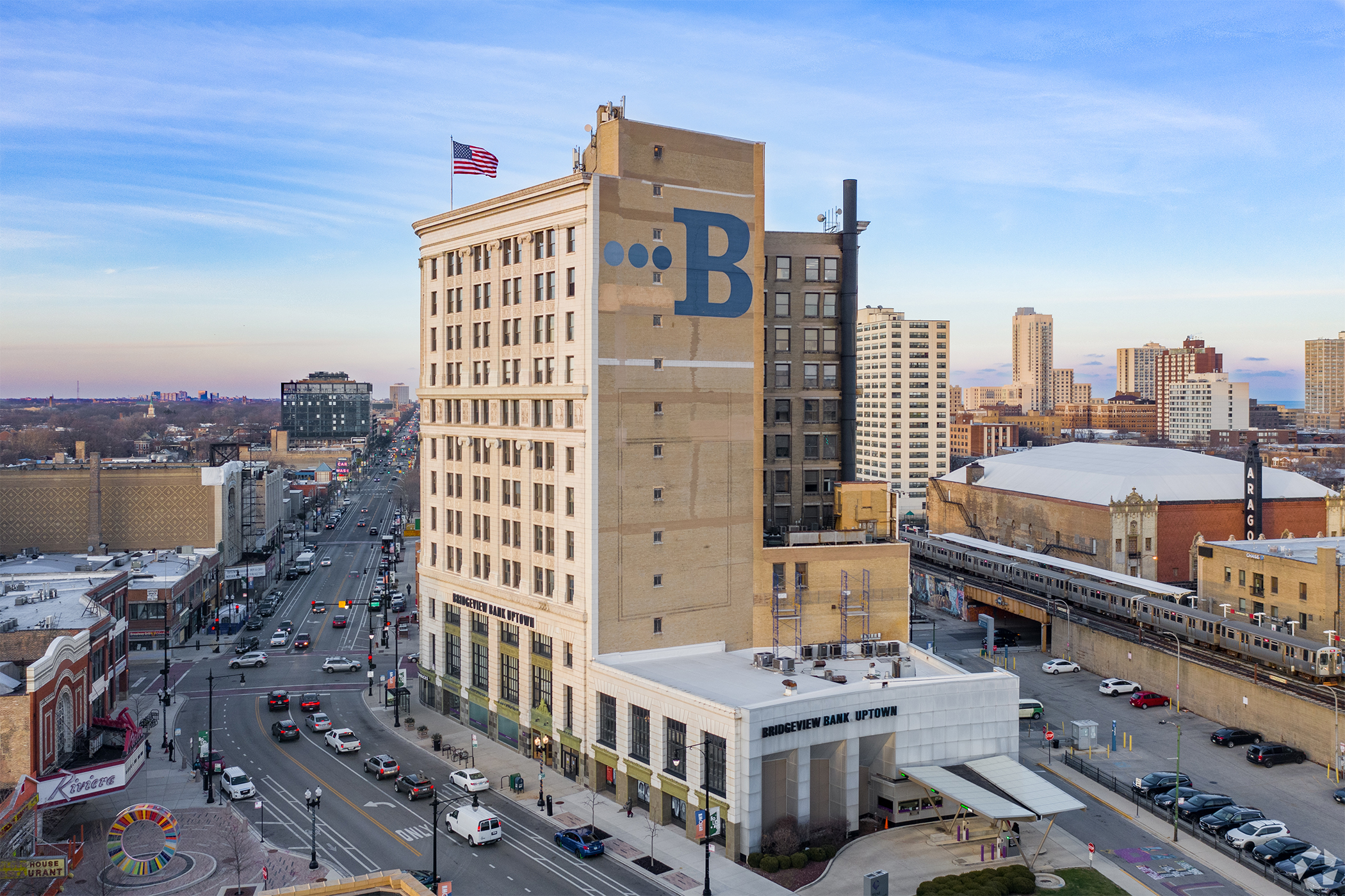 WeWork will open co-working space within the Bridgeview Bank Building at 4753 N. Broadway in Chicago. Developer Cedar Street is converting the 97-year-old structure into apartments. (Justin Schmidt/CoStar)