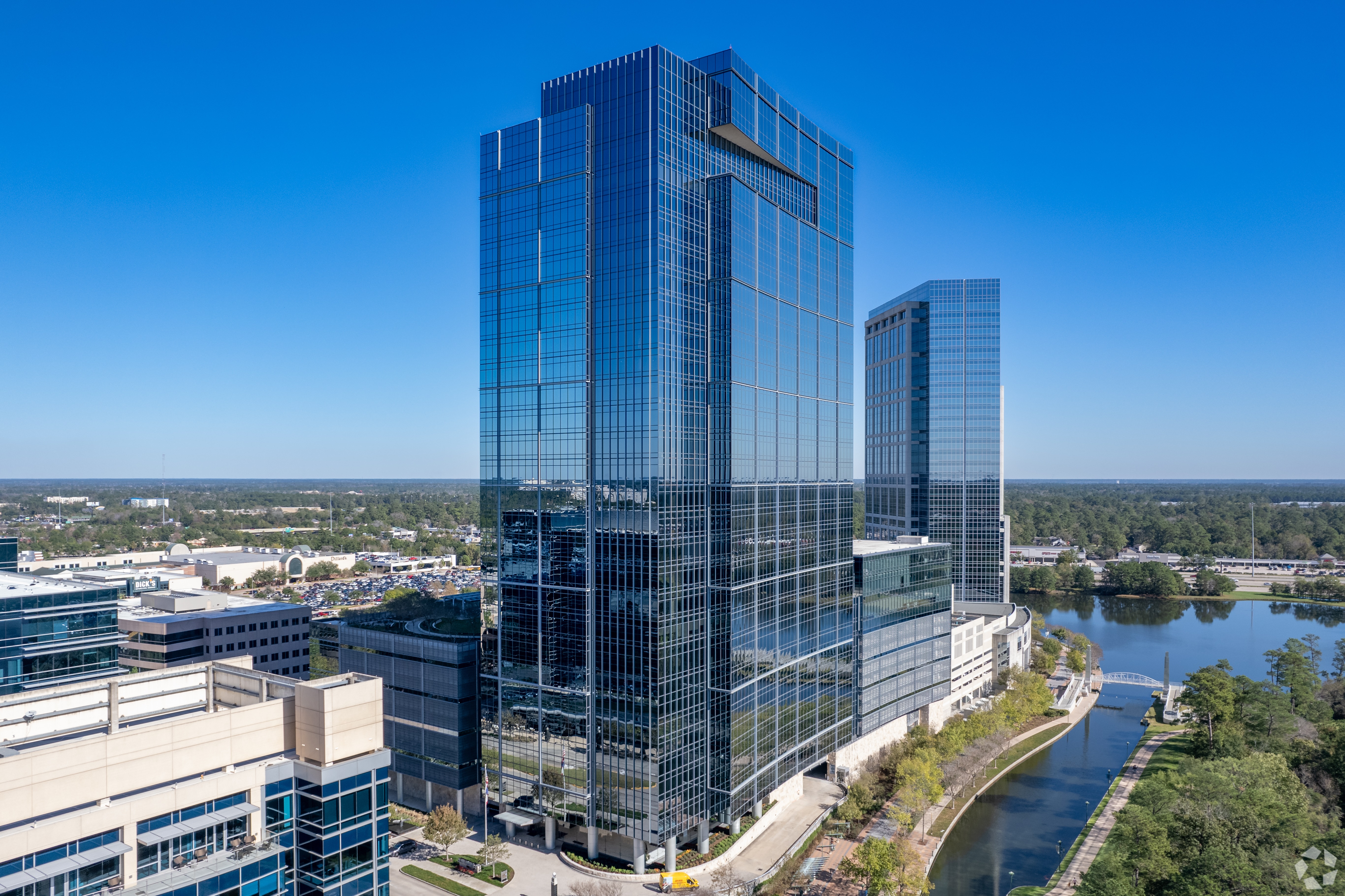 This 31-story office building was constructed in 2014 in Woodlands, Texas, near Houston. (CoStar)