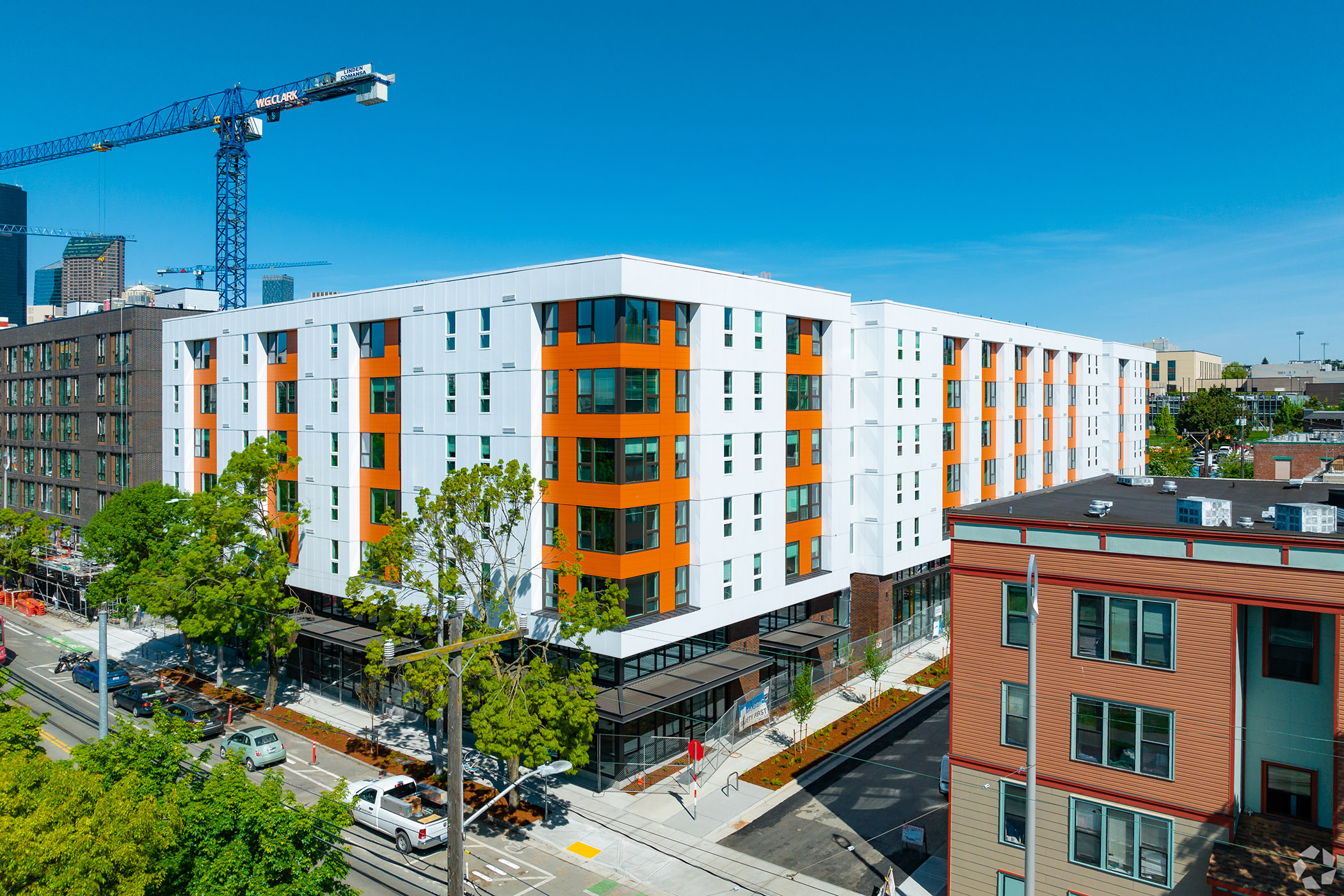 13th & Fir, a 156-unit affordable apartment complex, opened this year in Seattle’s International Chinatown District. (CoStar)