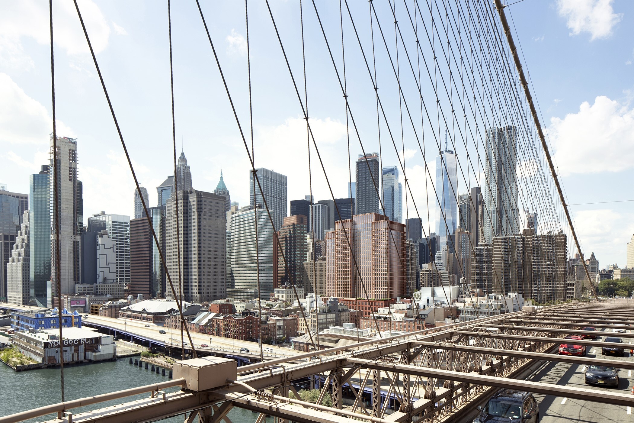 A 400-unit mixed-use residential development site at 250 Water St. in lower Manhattan, depicted in a rendering, is to be sold to Tavros Capital. (Howard Hughes Holdings)