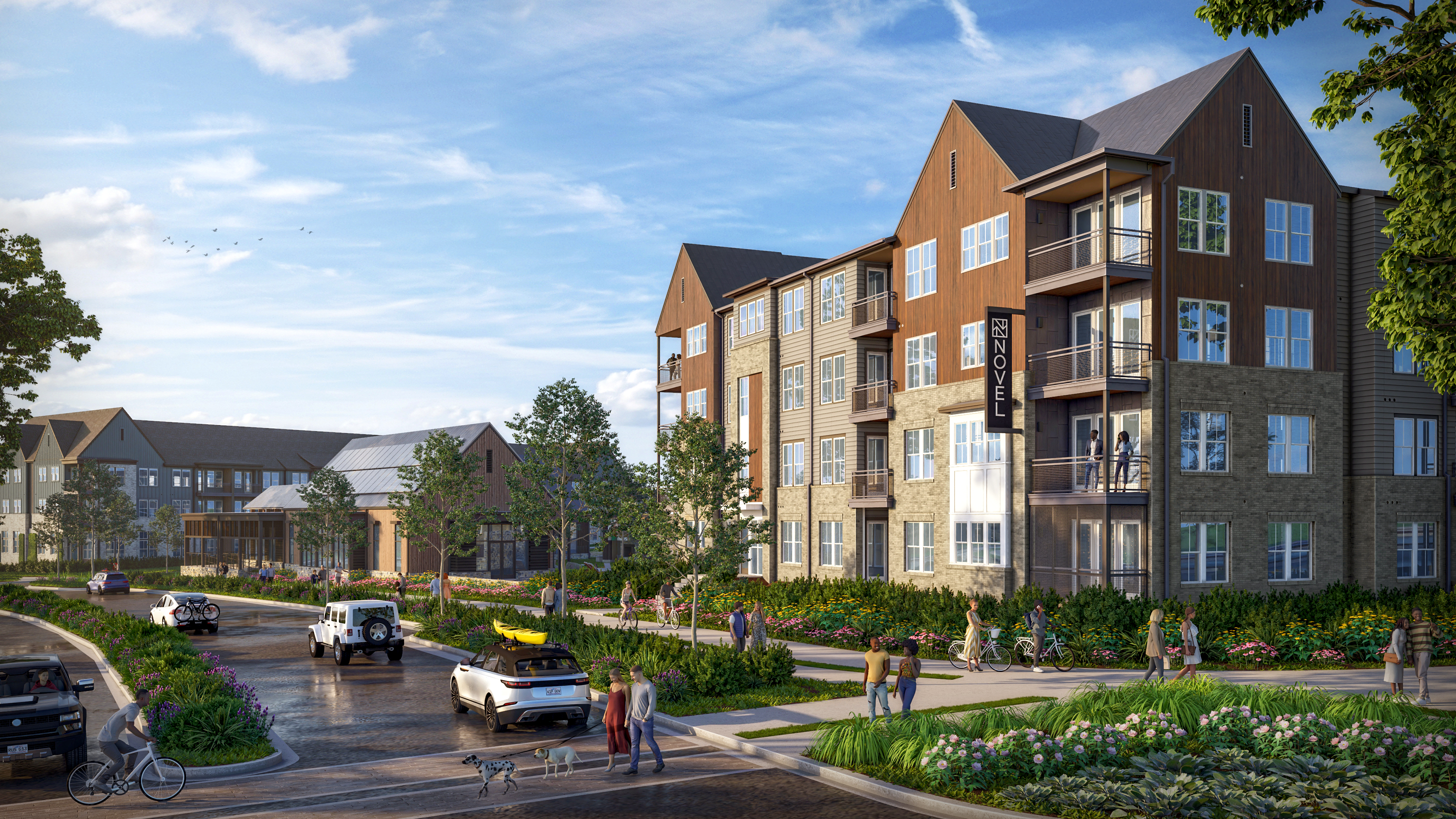Novel River District is expected to offer 318 apartments within the master-planned project known as The River District in Charlotte, North Carolina. (Crescent Communities)
