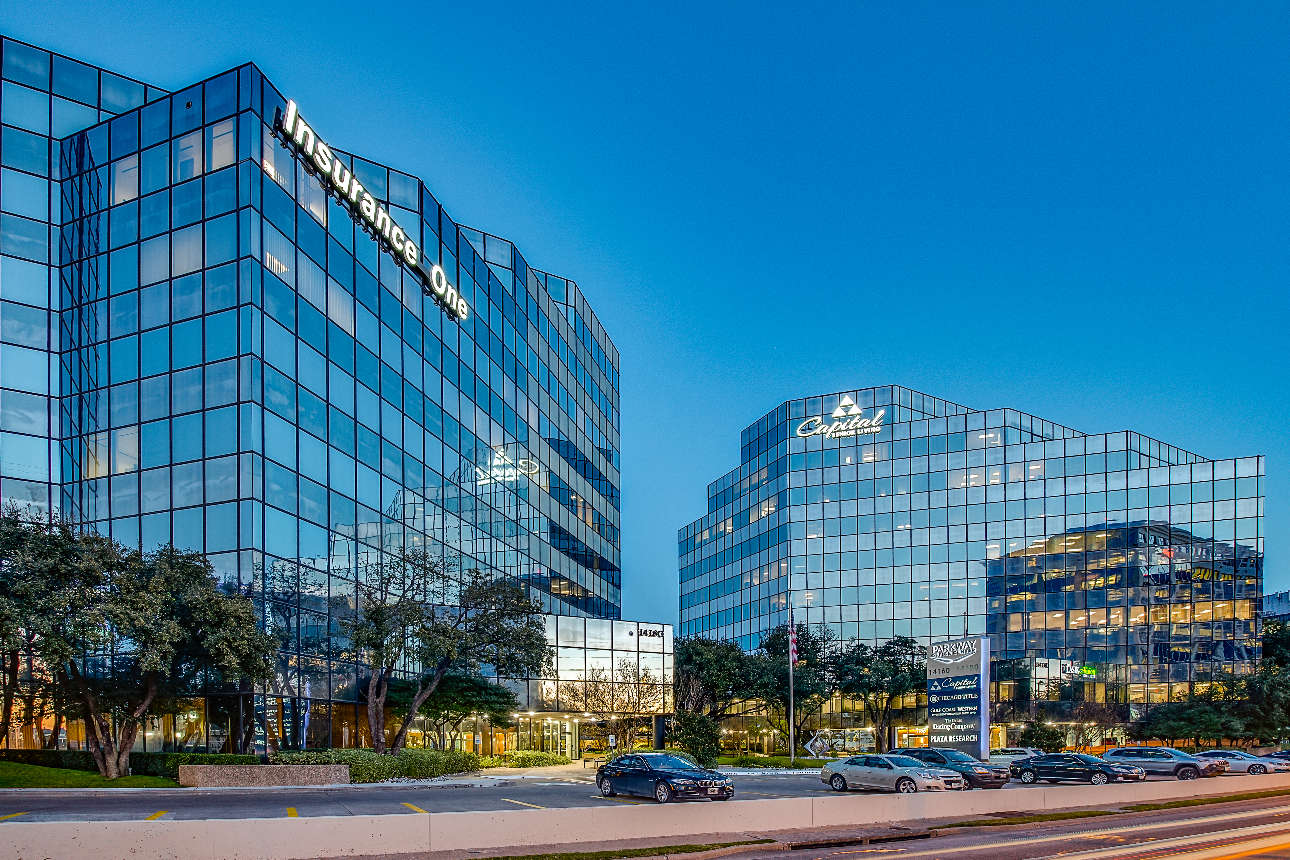 Parkway Office Center North and South is a two-building office complex along the Dallas North Tollway in Dallas. (CoStar)