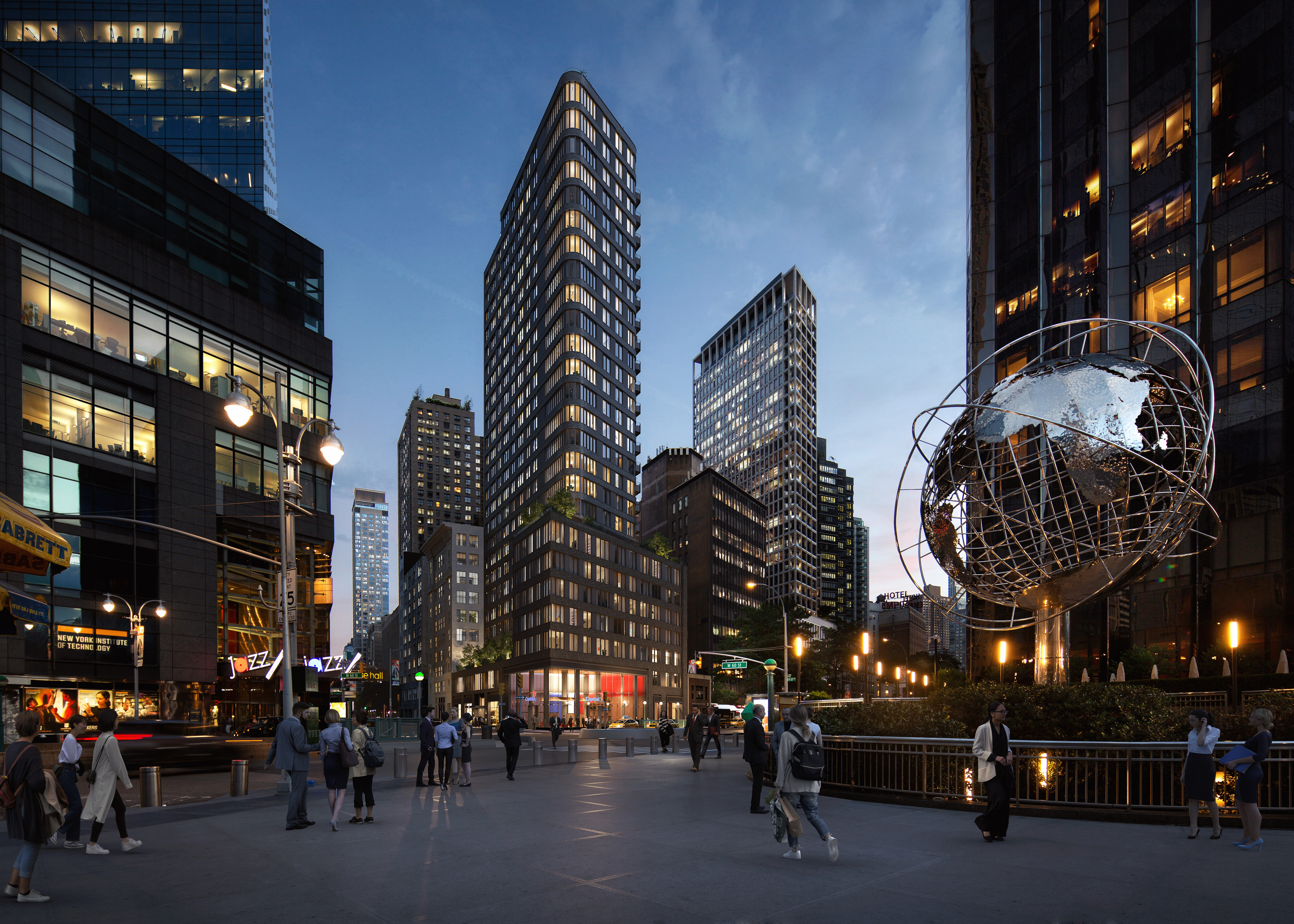 The Anagram Columbus Circle luxury apartment tower in Manhattan, shown here in a rendering, is 50% full after leasing began in July. (Global Holdings) 