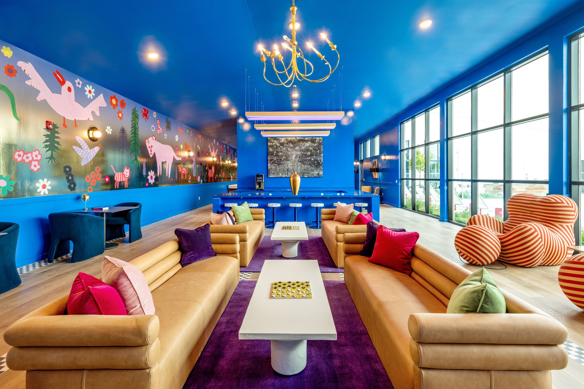 The lobby at TriBridge Residential’s 2024-built Goat Farm Apartments in the growing West Midtown area of Atlanta. (CoStar)
