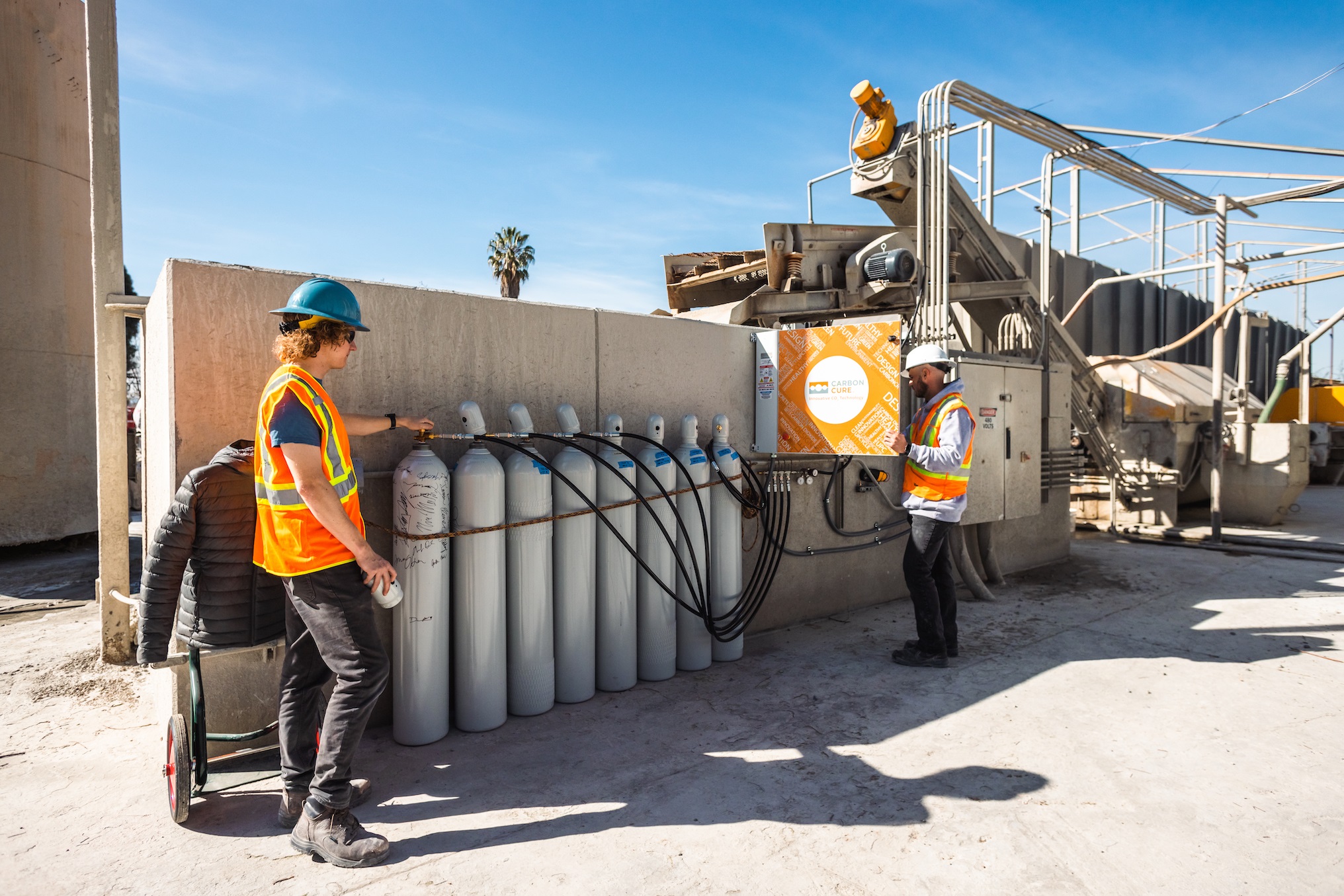 Heirloom tests its carbon-capture technology at a facility in San Jose, California, with partners CarbonCure Technologies and Central Concrete. (CarbonCure Technologies)