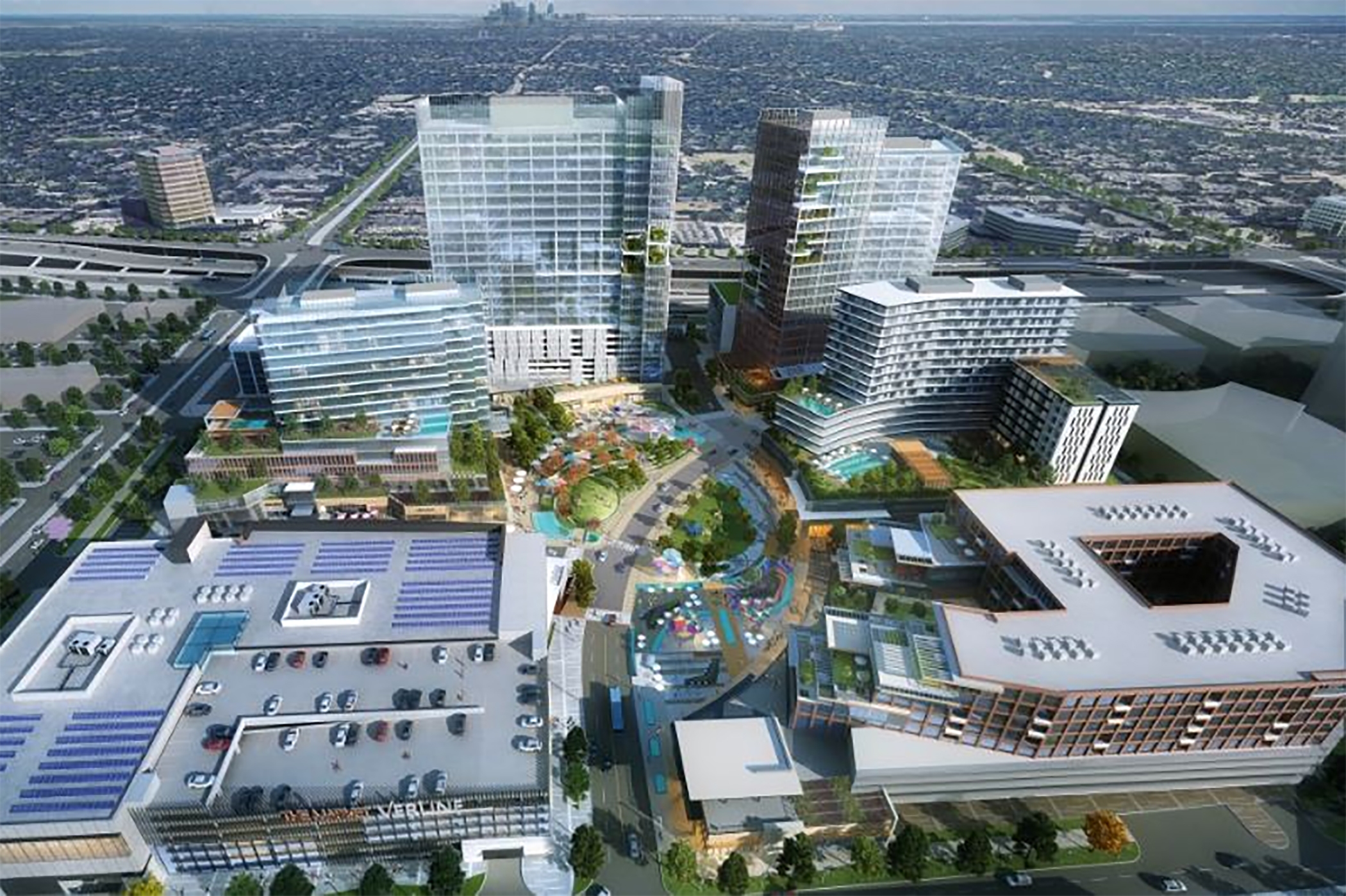 Properties that Seritage Growth Properties has on the market for sale include the 17-acre Vista Commons development site in Dallas, shown in a conceptual rendering. (Seritage Growth Properties/Omniplan)