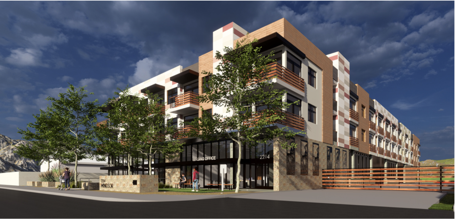 An artist's rendering shows the 54-unit development project up for sale in Altadena, which is recovering from the Eaton Fire. (CoStar)