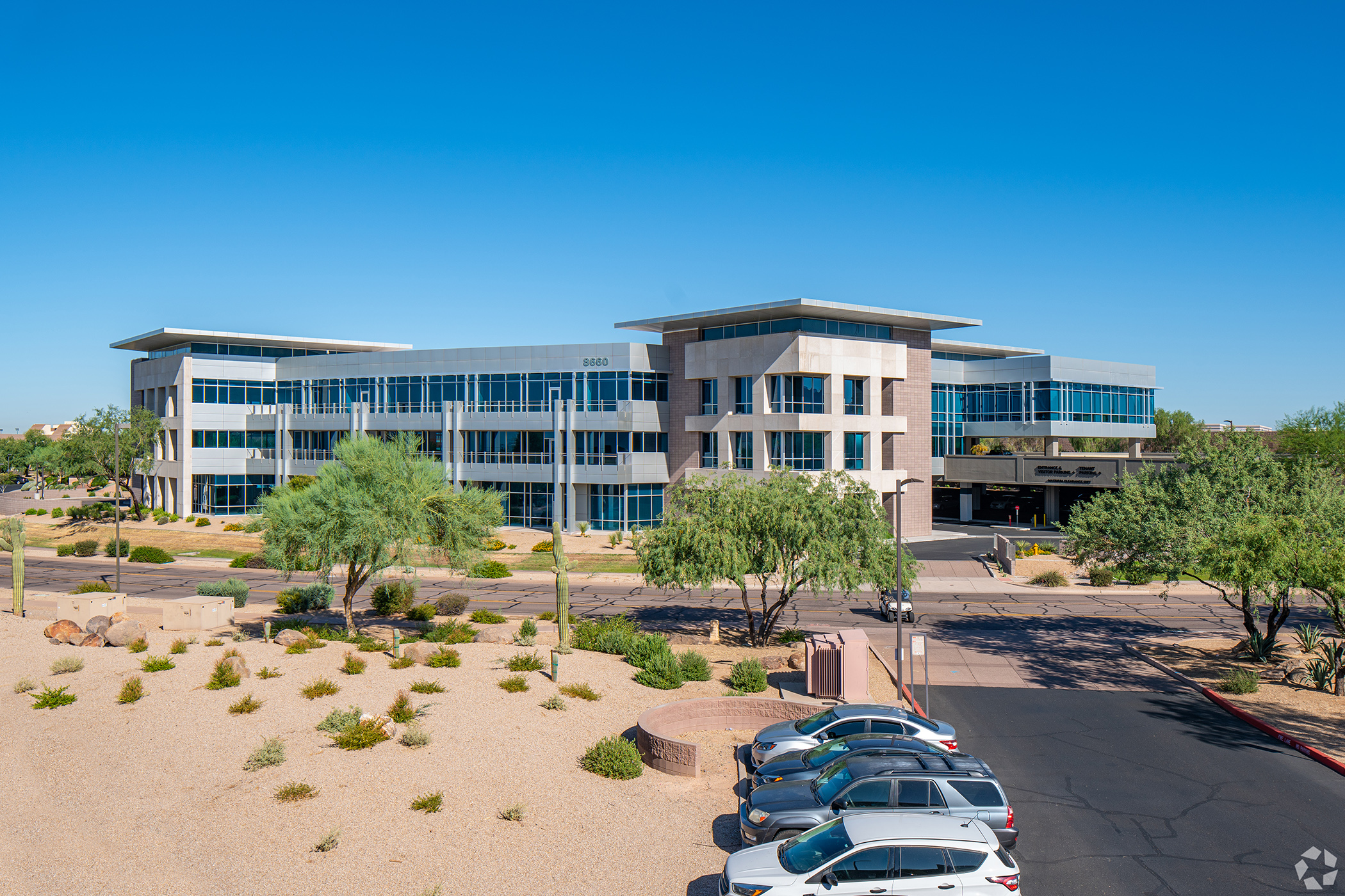 The three-story Tower at Scottsdale Landing was one of two buildings acquired by Edgewood REIT. (CoStar)