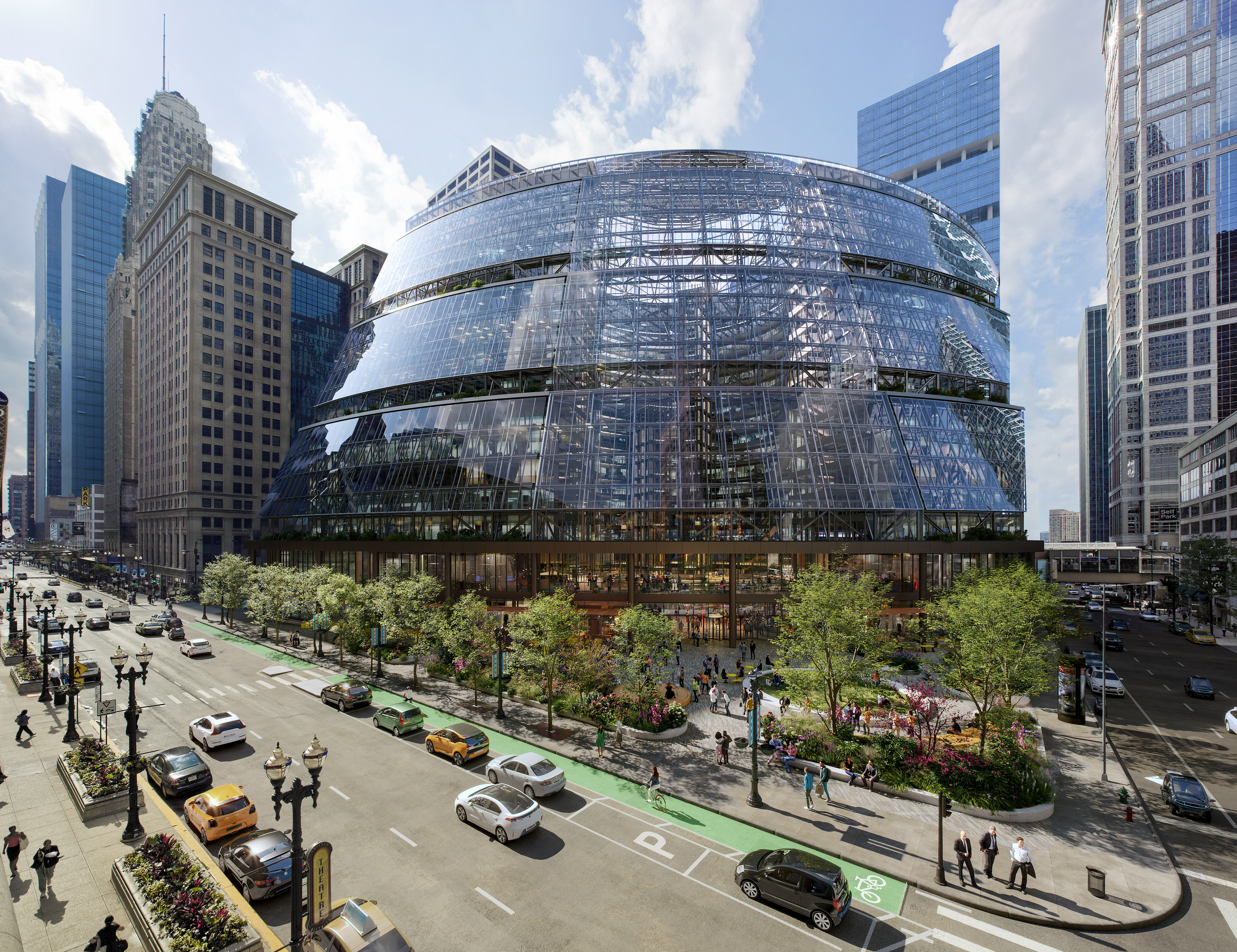 Google has begun redeveloping the former state-owned James R. Thompson Center in Chicago's Loop. (Google)