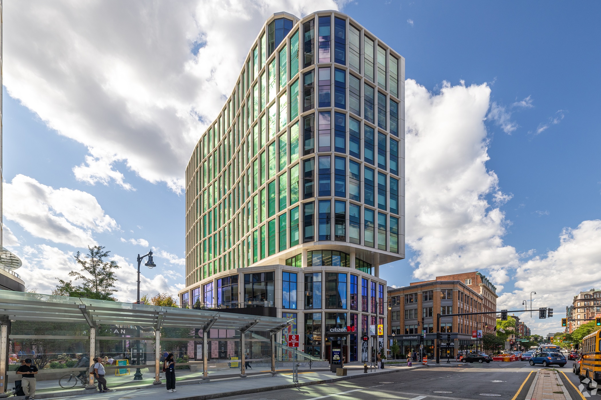 The citizenM hotel in Boston's Back Bay obtained new LEED certification in 2024. (CoStar)