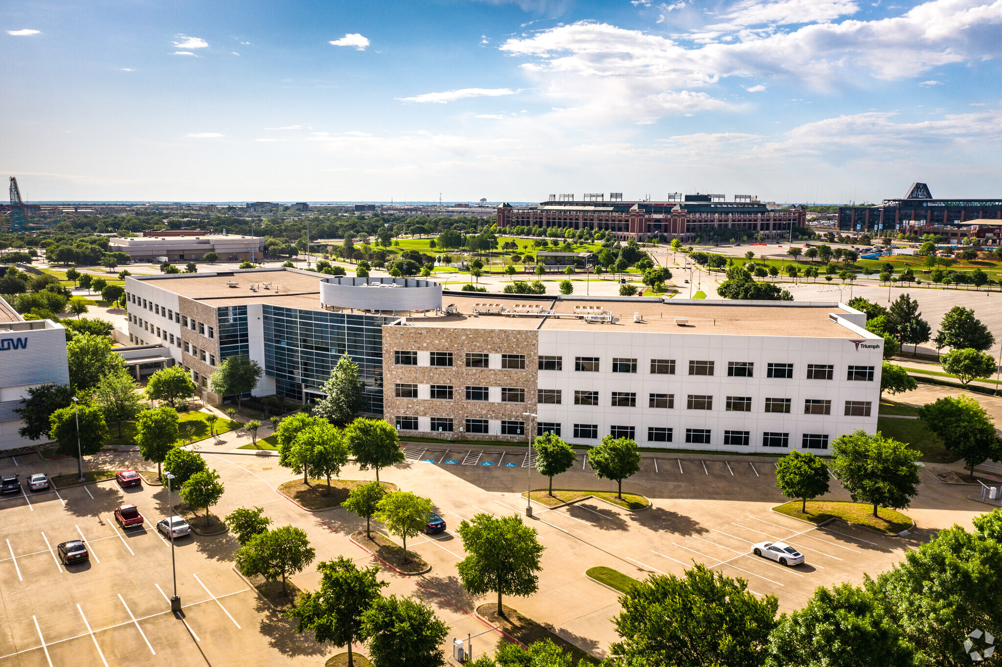 The United Football League leased space at Ballpark Circle (pictured) to house its headquarters in Arlington, Texas. (CoStar)