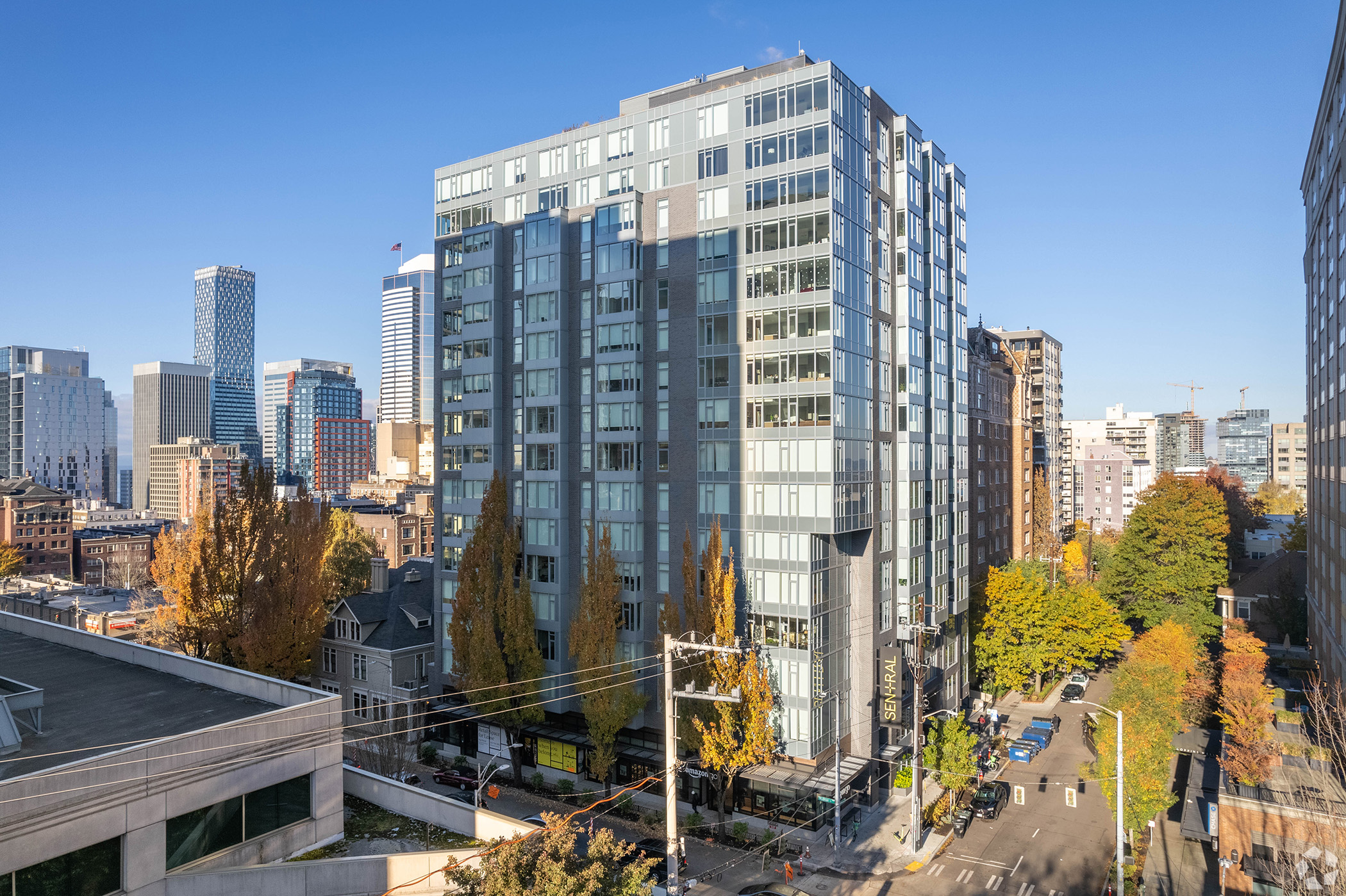 Roundhouse paid $76.3 million to buy the 17-story Sentral First Hill apartments near downtown Seattle. (CoStar)