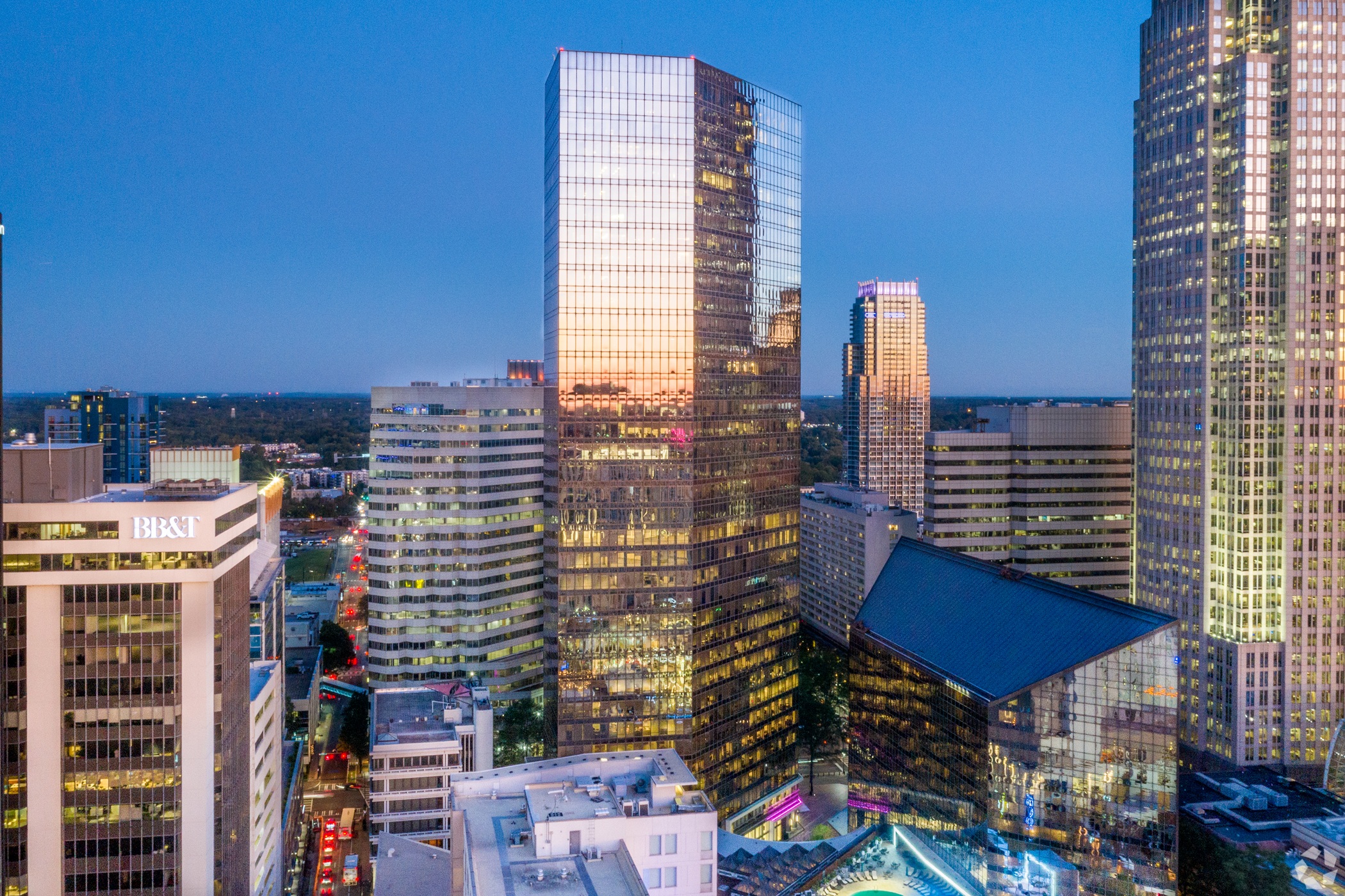 More than $100 million has been invested over the past decade into renovations and upgrades at the One South tower in Charlotte. (CoStar) 