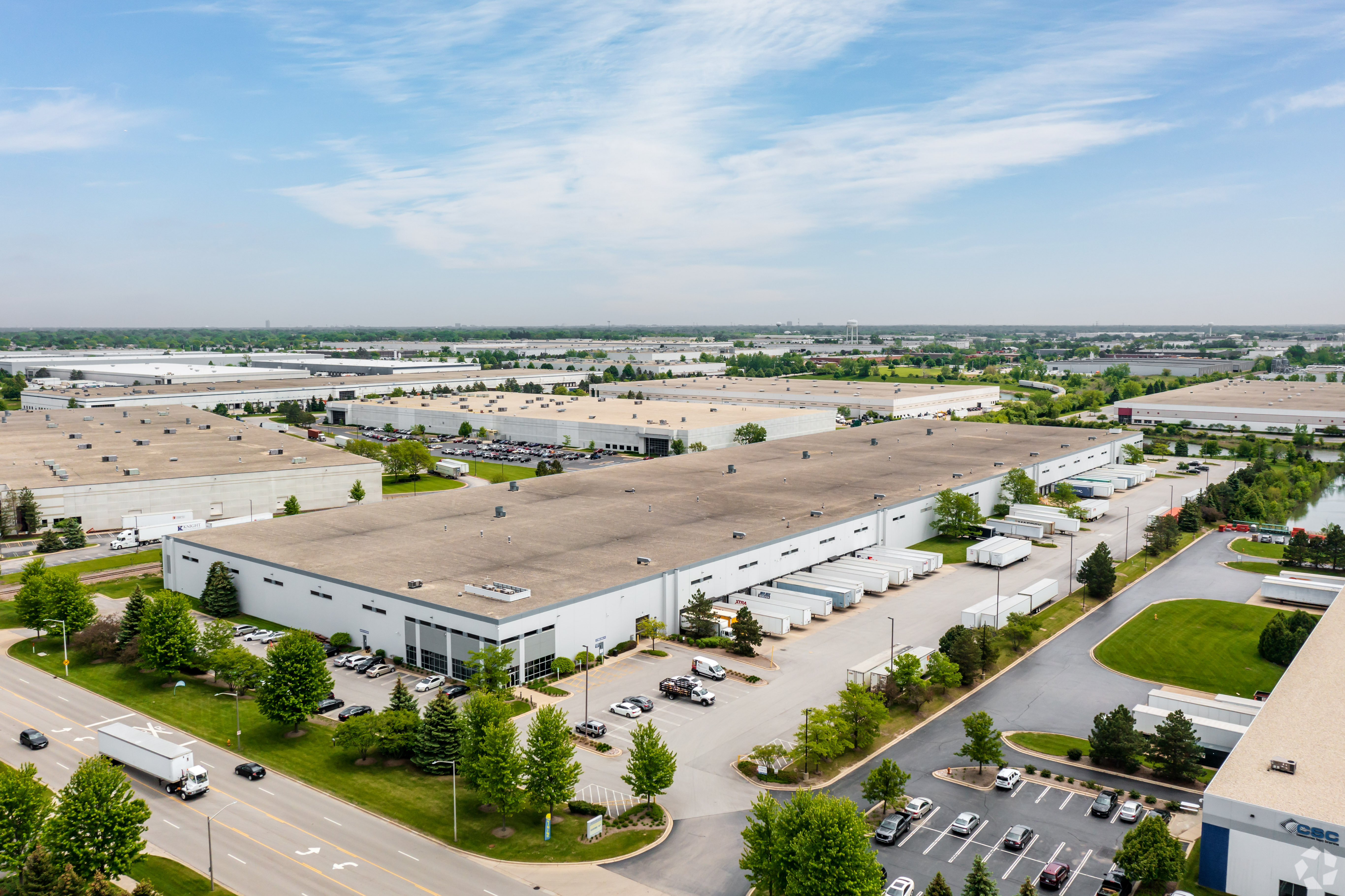 A warehouse at 230-260 E. Lies Road in Carol Stream, Illinois, has sold for almost $33 million. (Emilia Czader/CoStar)