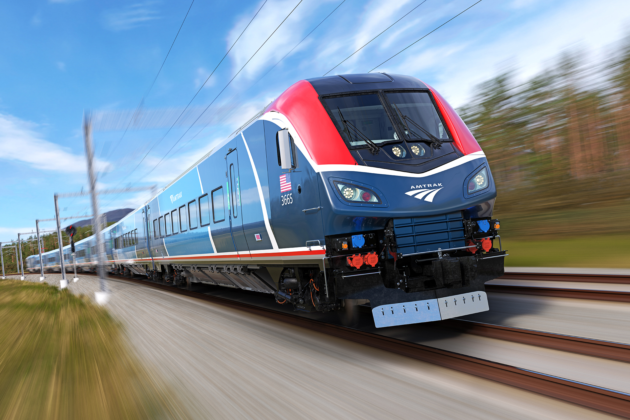 Airo trains that can travel 125 miles per hour are set to start service next year on the Cascades route that connects Seattle with Portland, Oregon, and Vancouver, British Columbia. (Amtrak)