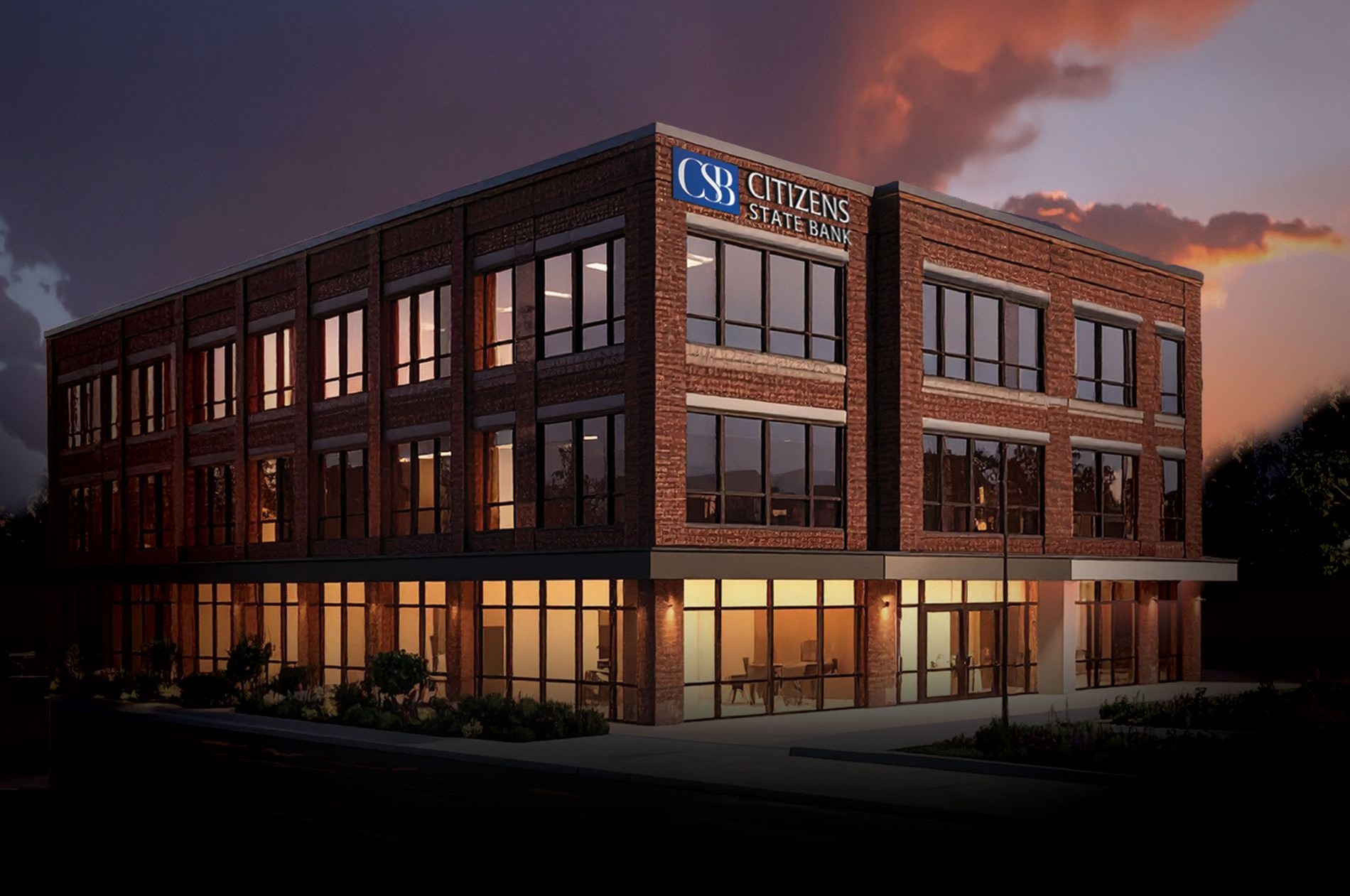 An artist's rendering shows the planned Citizens State Bank headquarters in the Detroit suburb of Royal Oak.