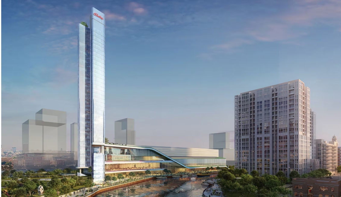 Bally's has landed $940 million to help finance its planned casino complex along the Chicago River. (HKS)