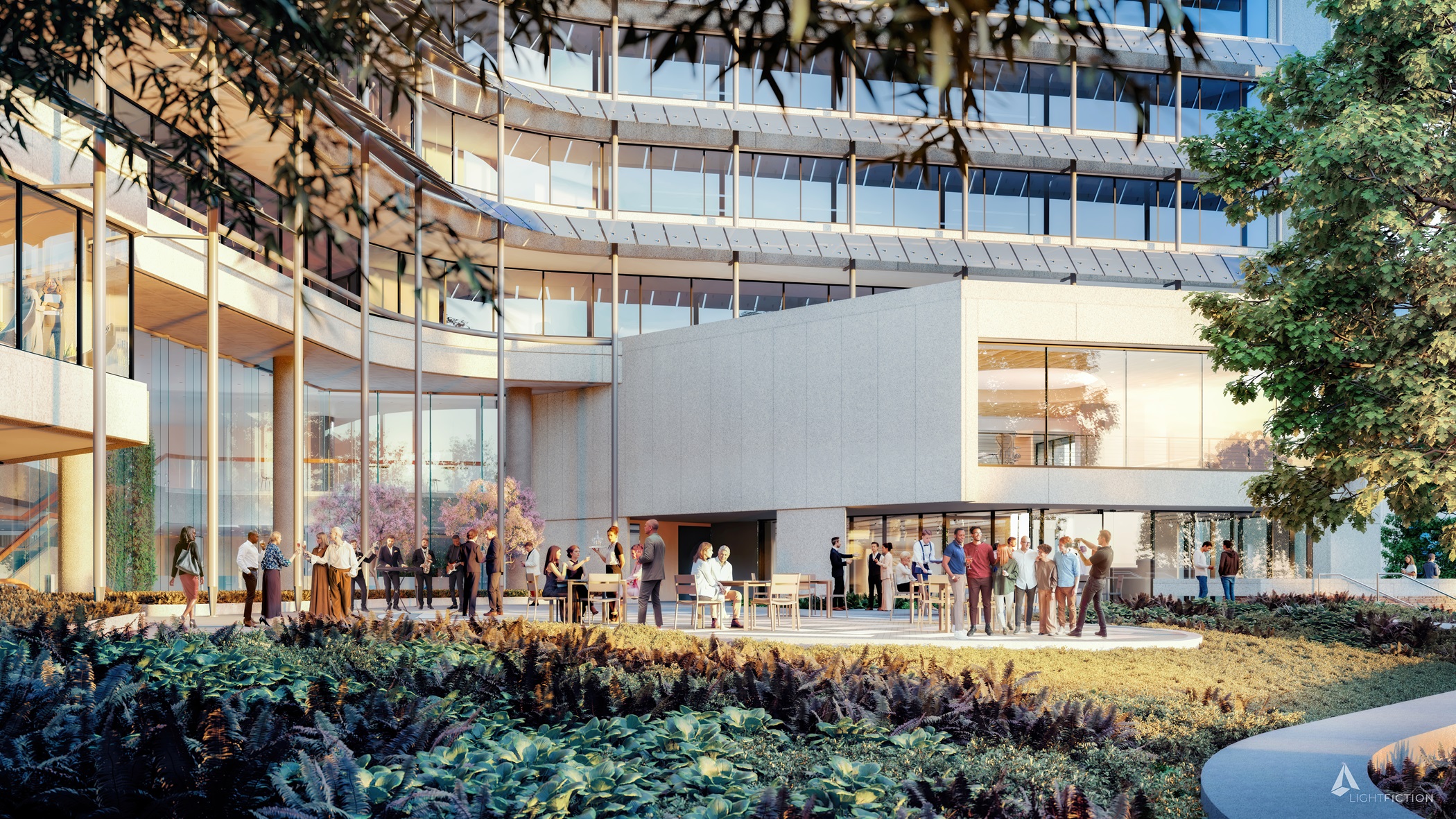 The renovation of the American Institute of Architects' headquarters in Washington, D.C., will include the installation of a shading structure clad with solar panels. (EHDD)