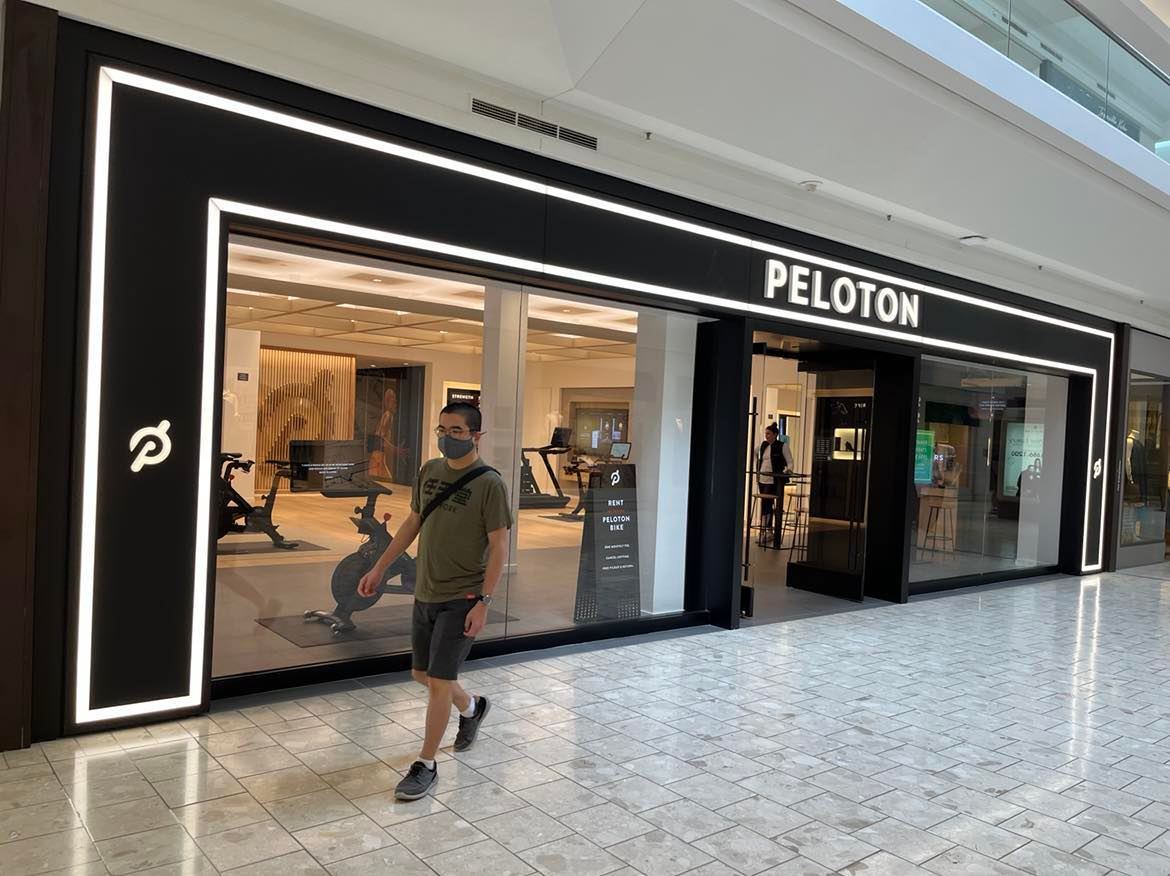Peloton has store-showrooms in a number of upscale malls, including this one in Short Hills, New Jersey. (Linda Moss/CoStar) 