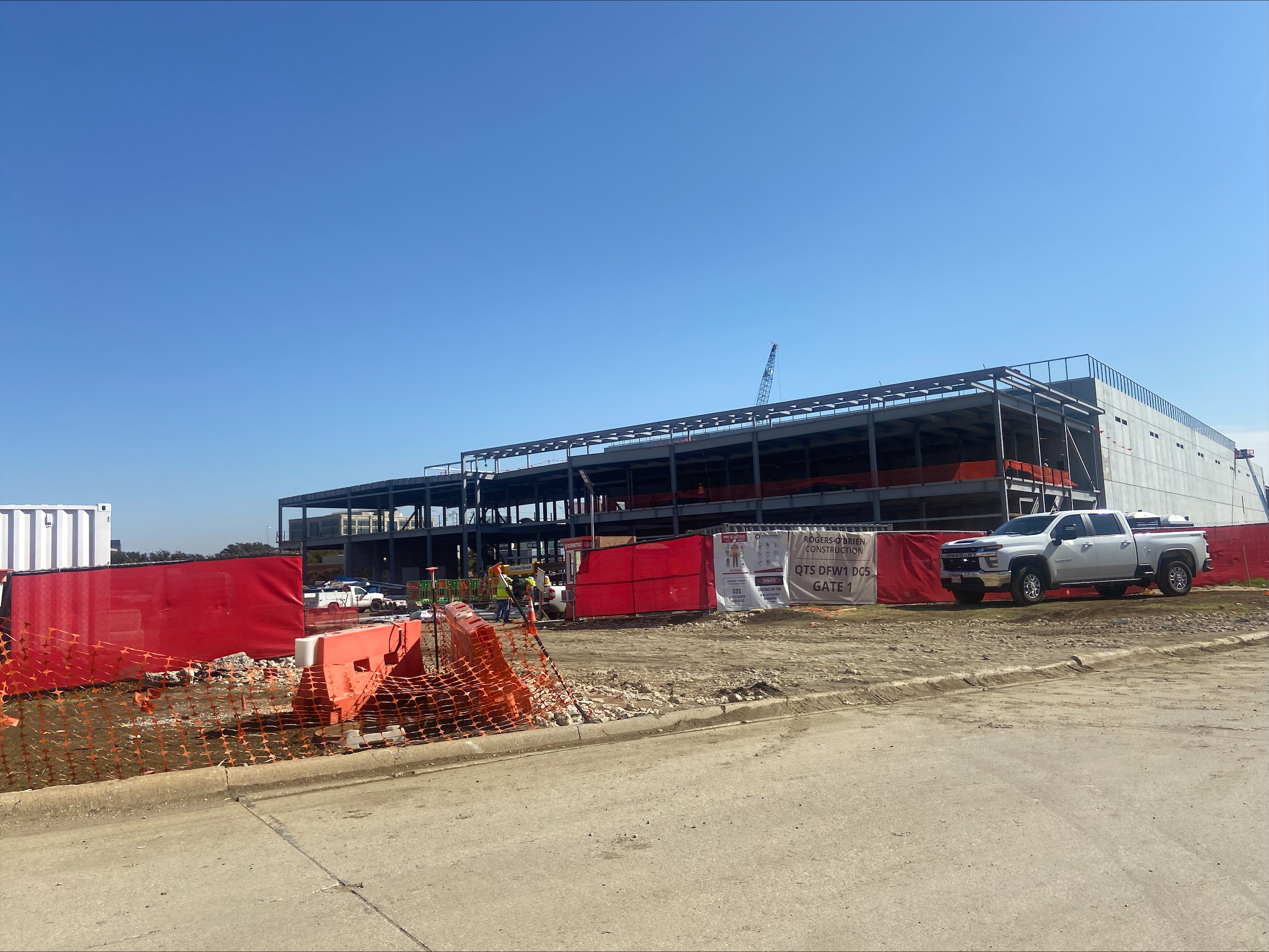 Construction is underway on one of the planned data centers on a tract owned by QTS. (CoStar)