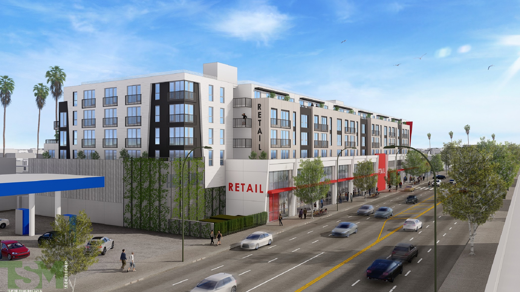 A roughly 1.3-acre church property is expected to be redeveloped into 168 apartments and 40,000 square feet of retail. (CIM Group) 