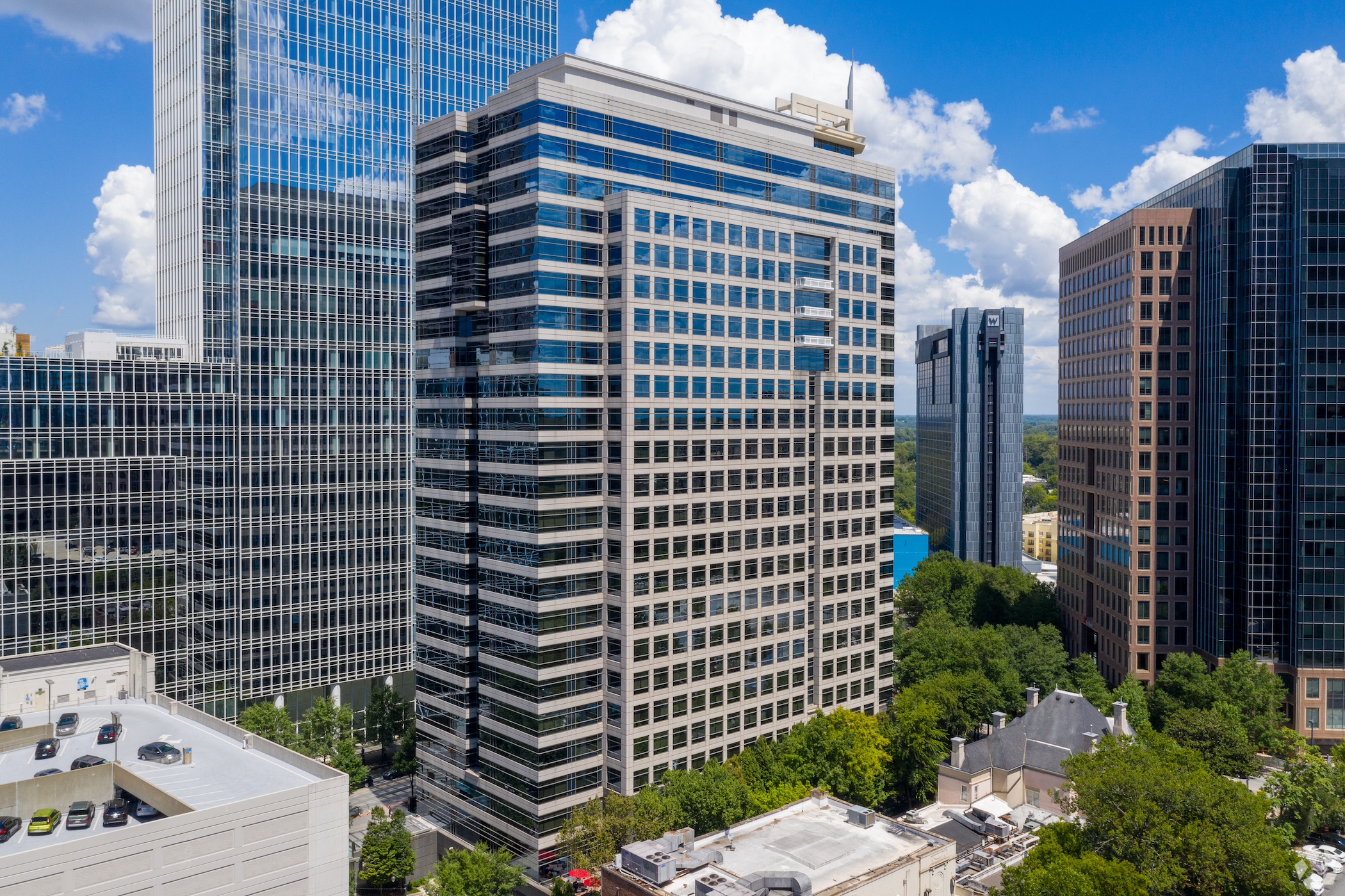 A joint venture between Cousins Properties and Town Lane closed an $83 million deal for the Proscenium office tower in Atlanta. (CoStar) 