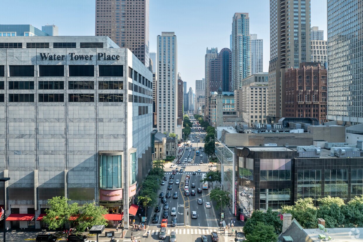 The top five floors of the Water Tower Place are for sale as its owner looks to reduce the size of the mall on the Magnificent Mile. (Brett Bulthuis/CoStar)