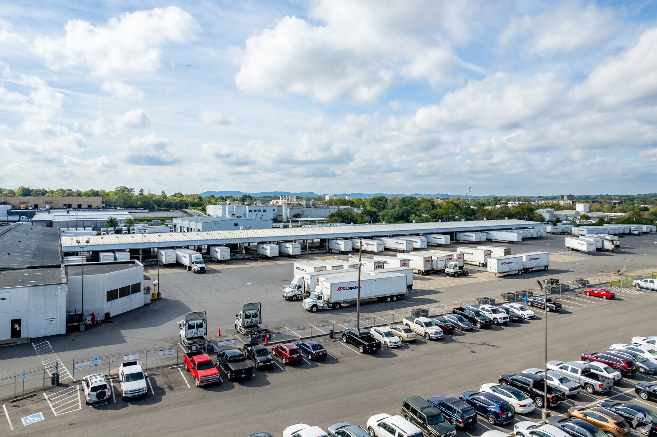 XPO is one of the largest U.S. trucking companies that carries freight from multiple customers on the same truck. This truck terminal is in Nashville, Tennessee. (CoStar)