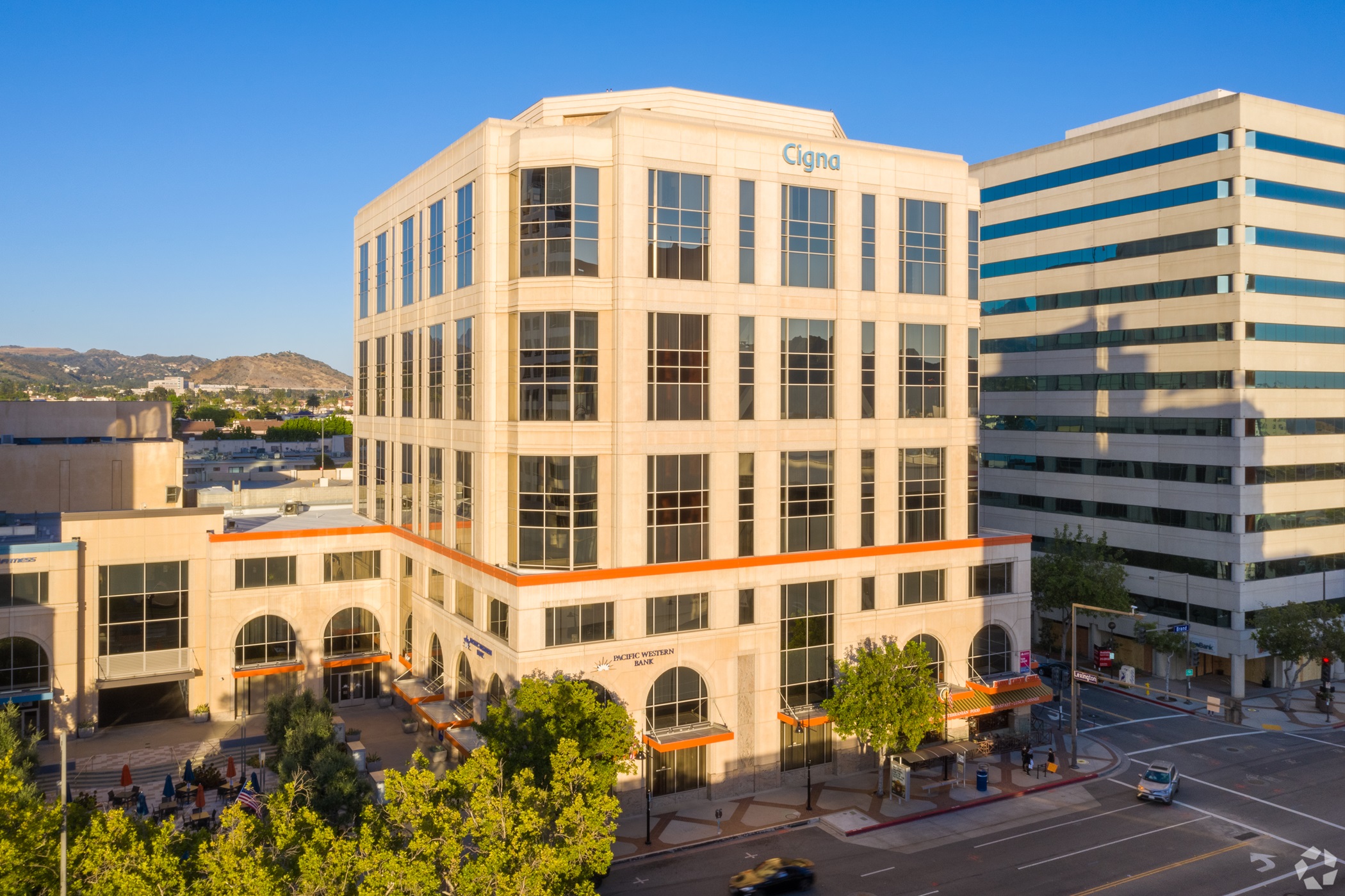 The roughly 441,000-square-foot 400 and 450 N. Brand Blvd. properties in Glendale, California, feature a mix of office and retail space. 