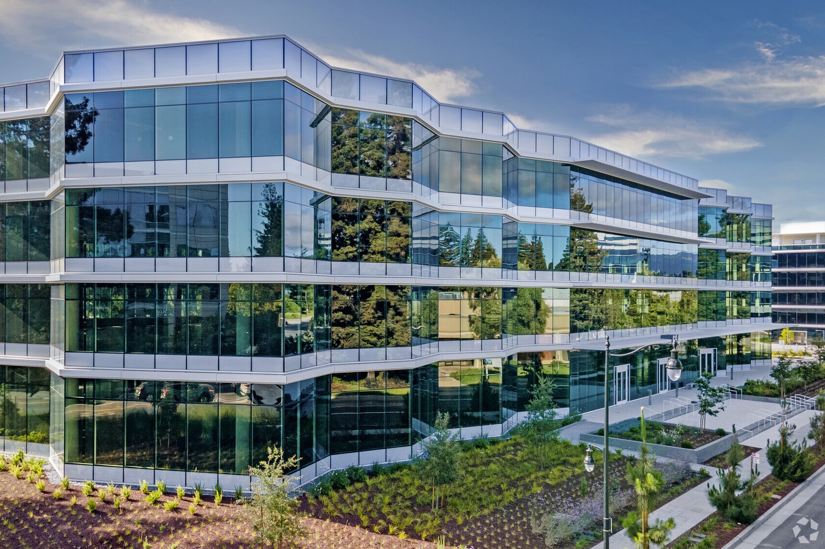 Catalyst Phase I, the first of three building’s in a planned business park on Maude Avenue in Sunnyvale, California, was sold Oct. 28. (CoStar)