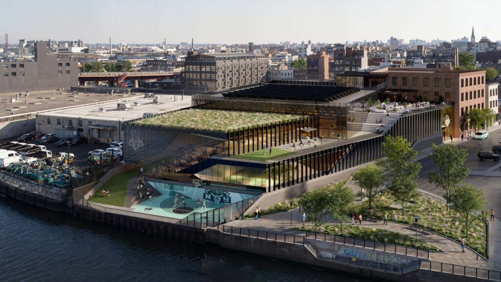 The WNBA’s New York Liberty plan to build an $80 million training facility in Brooklyn, depicted in a rendering. (New York Liberty)