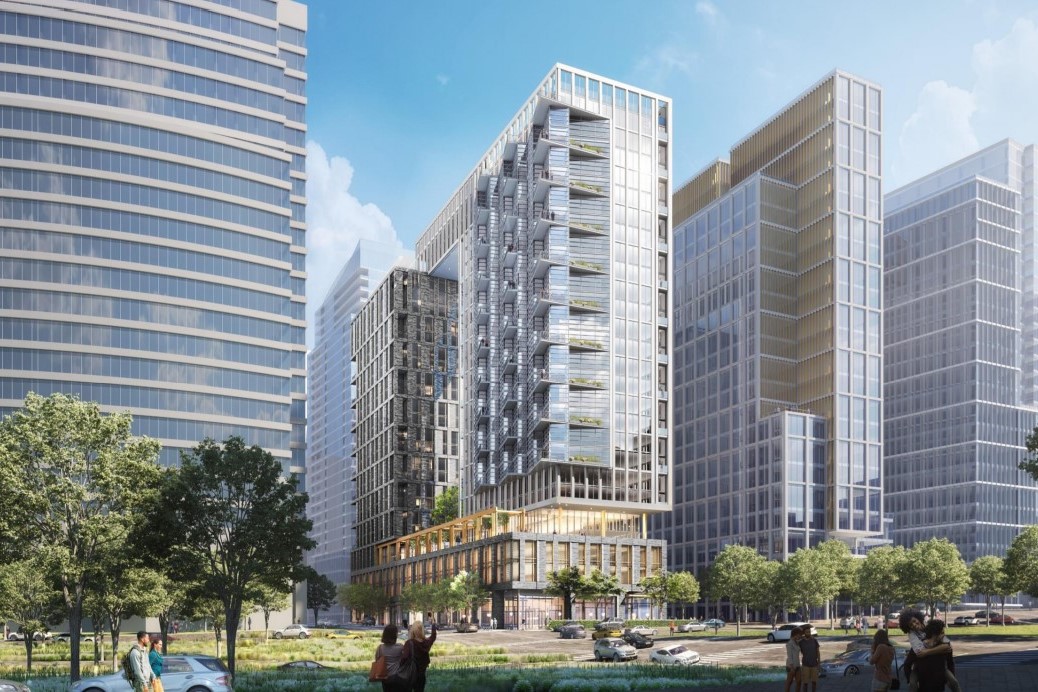 A rendering shows Jefferson Apartment Group’s plans for a 423-unit multifamily complex. (Arlington County Board)