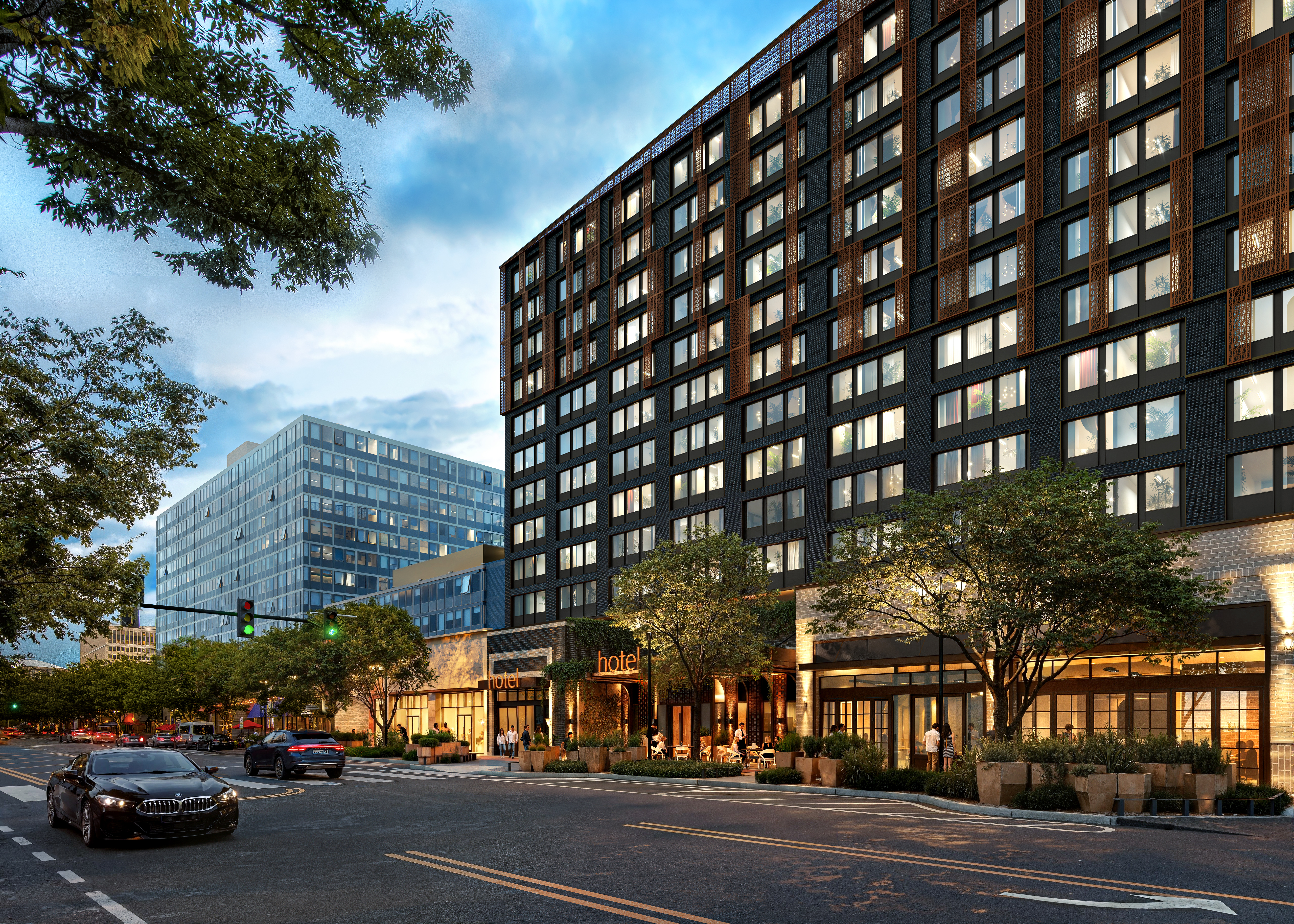 This rendering depicts the proposed redevelopment of 2100 Crystal Drive. (Brick Visual)