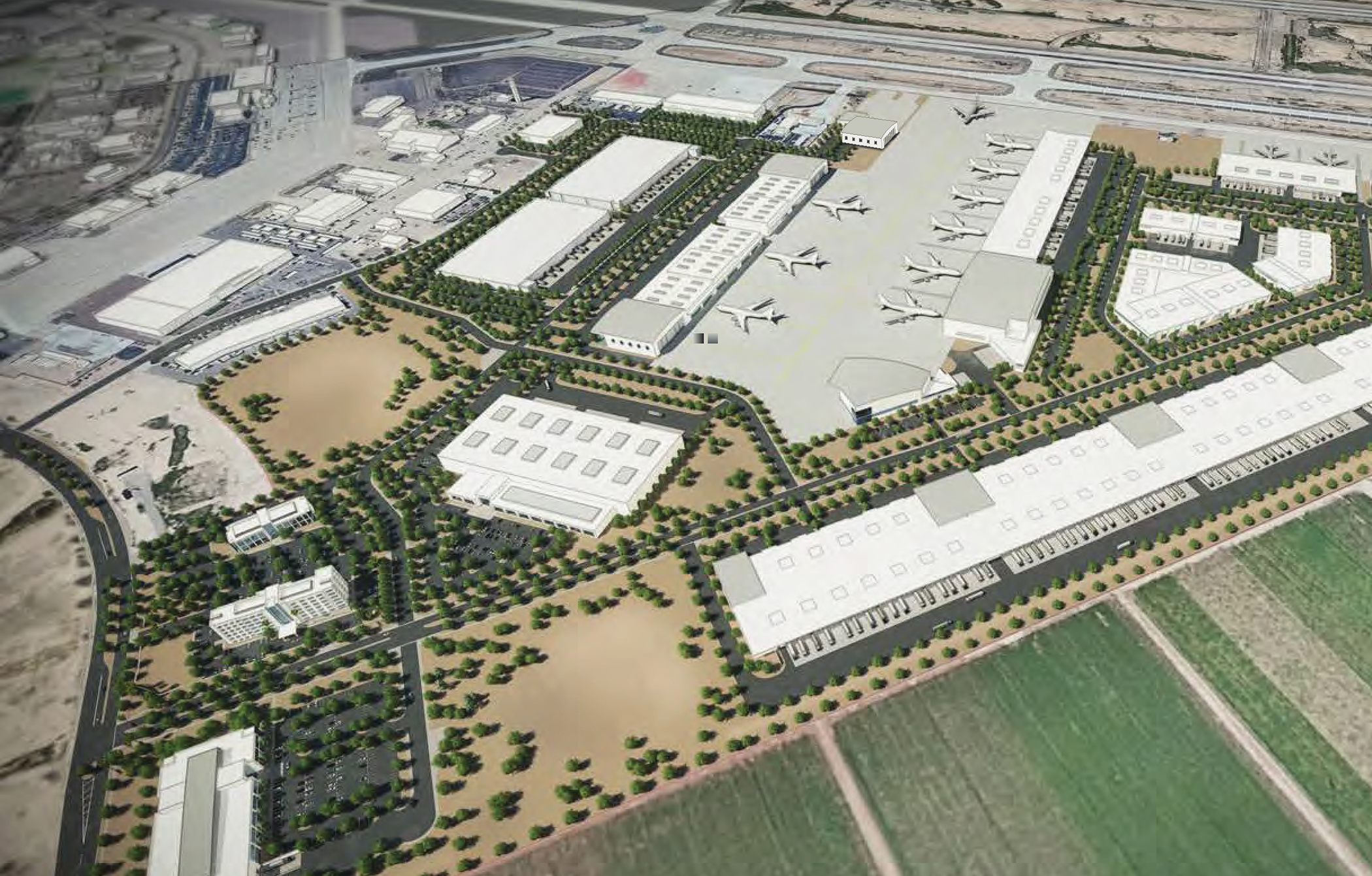 Developers are building SkyBridge Arizona, a master-planned project in Mesa, Arizona, planned to nearly 4 million square feet of industrial and other commercial space. (ADM Group)