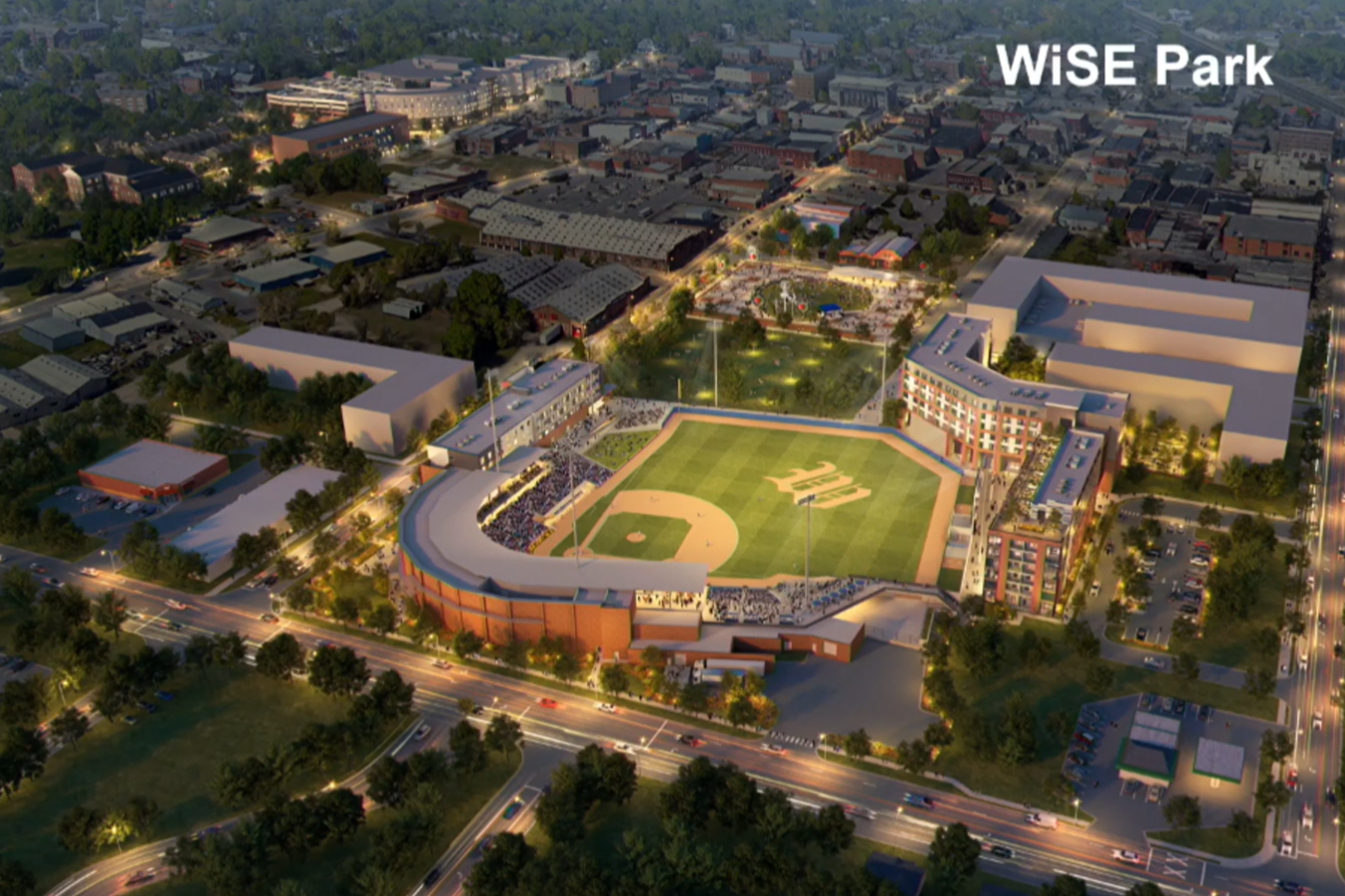 A rendering of the proposed Wilson Sports & Entertainment Park to be anchored by a new stadium for the Carolina Mudcats. (City of Wilson)