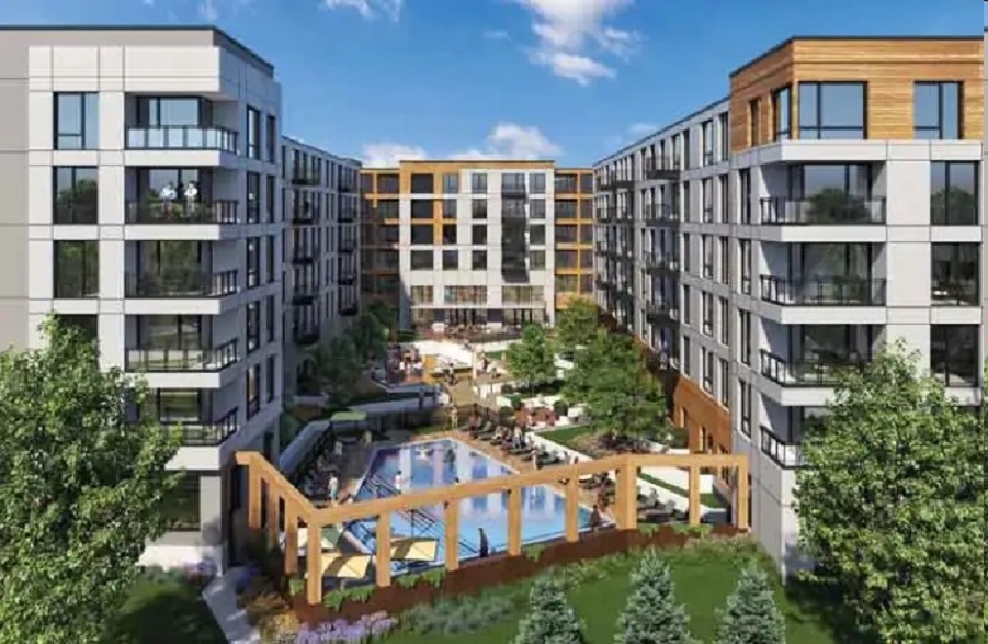 Rendering of PARQ Parsippany, a 600-unit development at the site of the former Lanidex Plaza office complex. (CoStar)