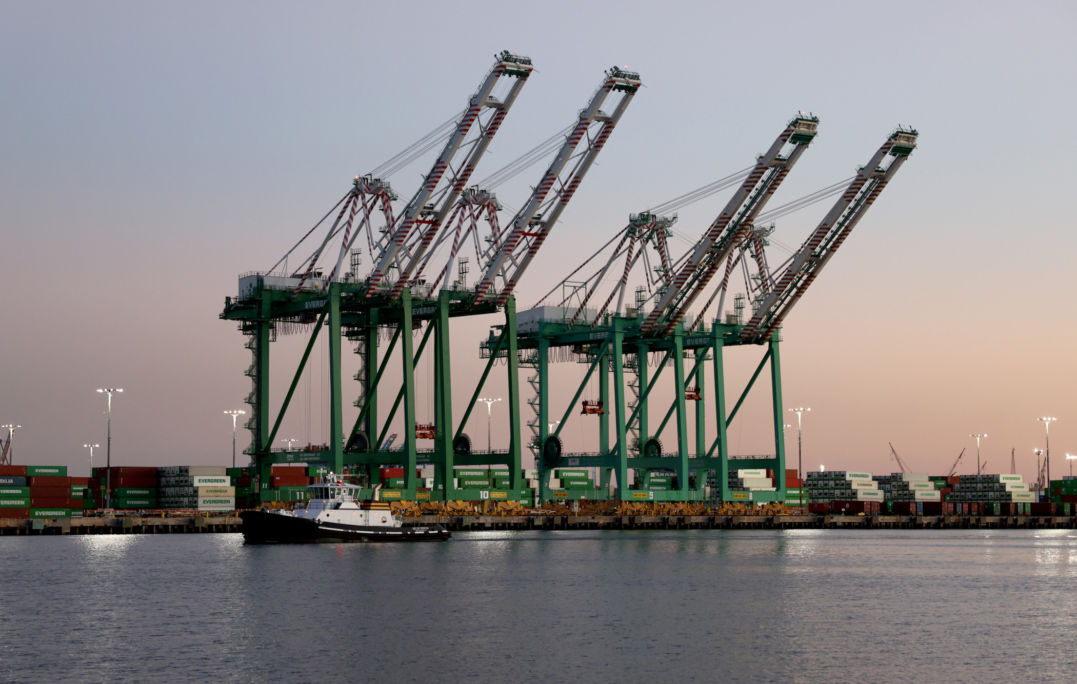 A rebound in cargo volume in the ports of Los Angeles and Long Beach, the West Coast’s largest shipping hub, may support a recovery in warehouse demand for Prologis and other industrial real estate companies. (Mario Tama/Getty Images)