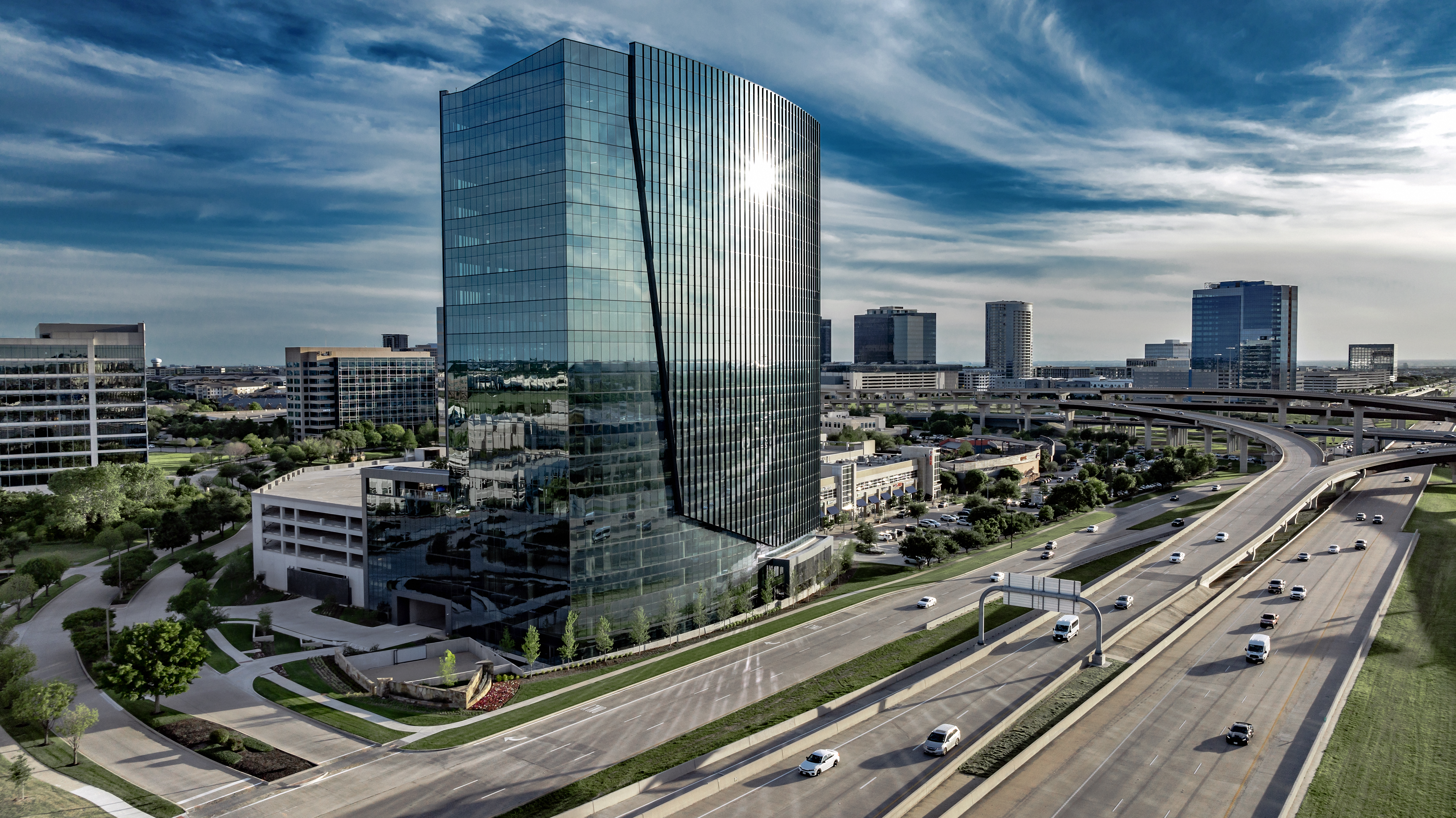 Granite Park Six, a 19-story, 422,109-square-foot office building, has landed its second office tenant after it was completed last year. (Granite Properties)