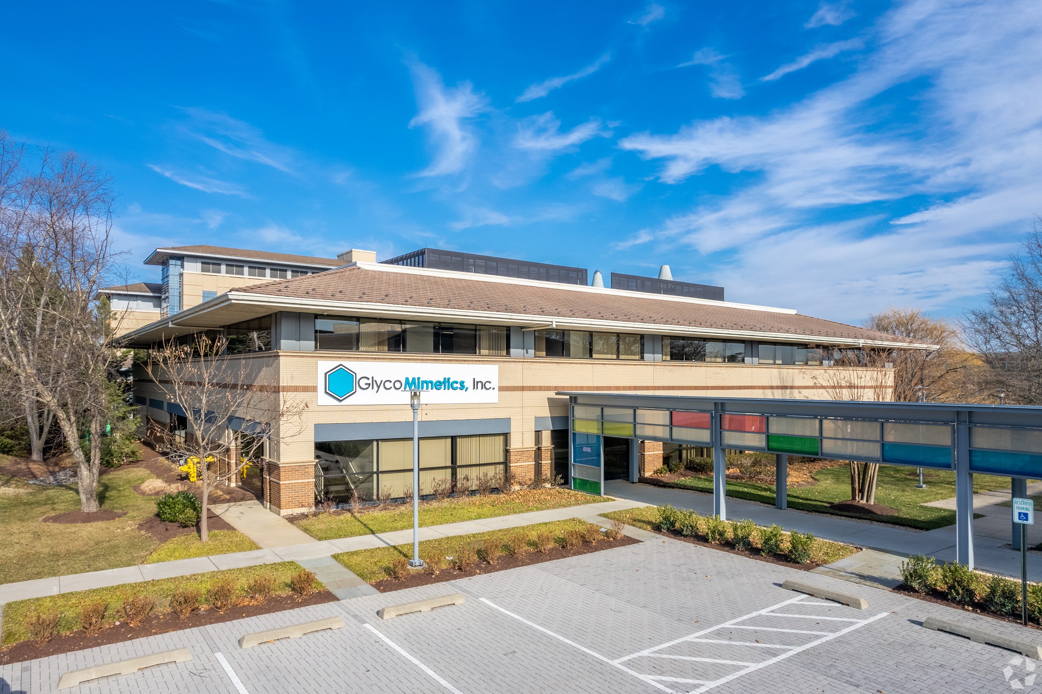 GlycoMimetics has leased its Rockville, Maryland, headquarters building since 2014. (Kate Wichlinski/CoStar)
