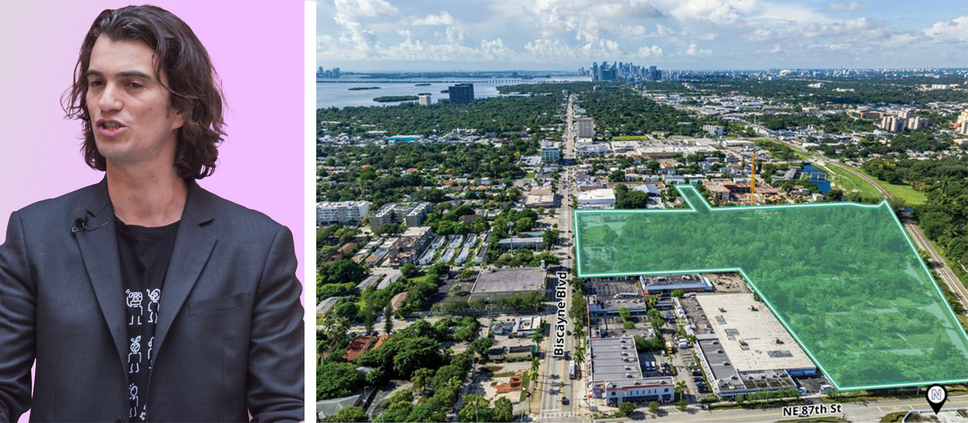 Adam Neumann's Flow bought nearly 16 acres north of Miami in what could be the beginning of a new project from the multifamily owner and developer. (Getty Images, Avison Young)