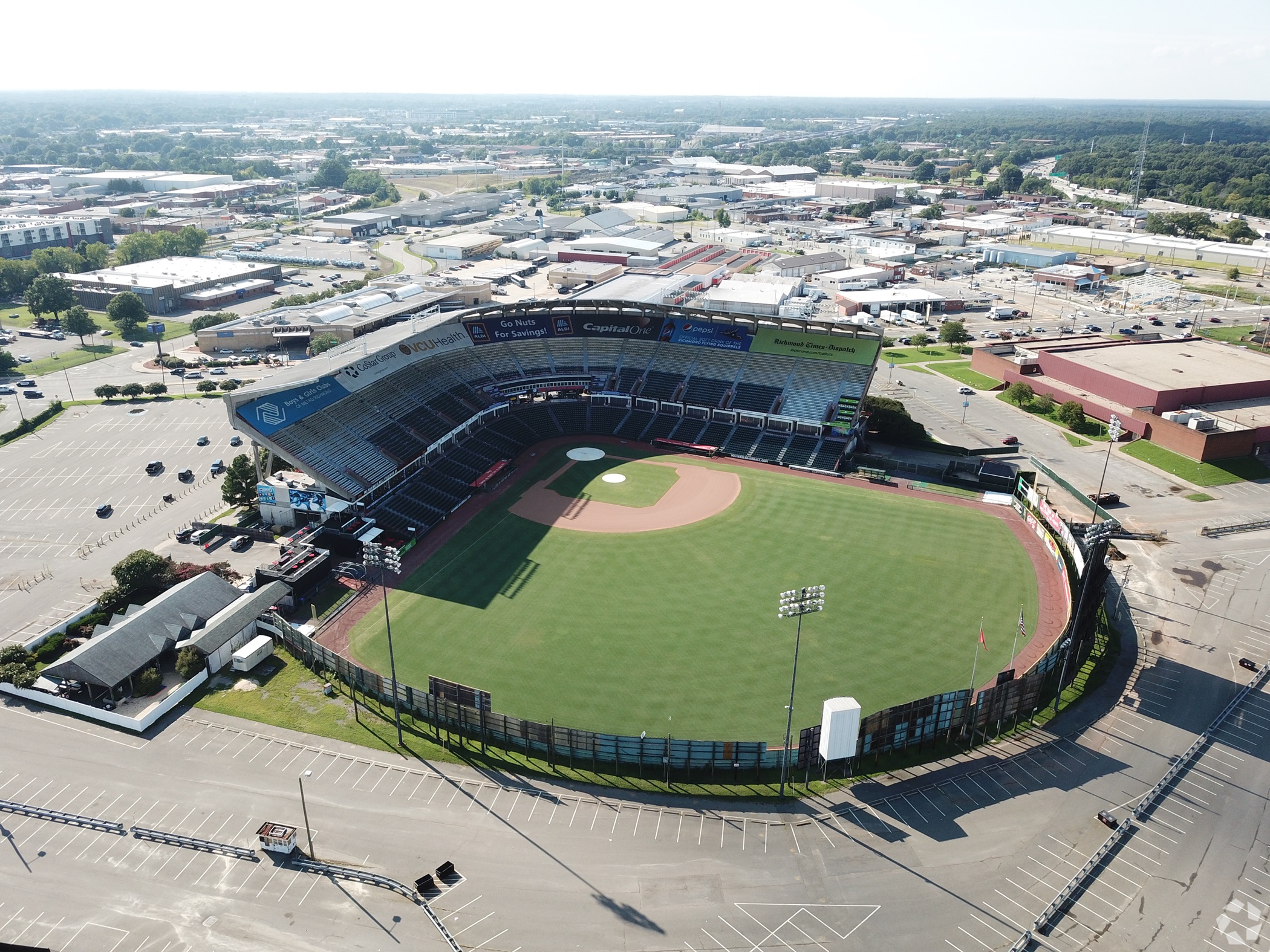 The city of Richmond, Virginia, plans to replace The Diamond, pictured above, as the home stadium for the Richmond Flying Squirrels minor league baseball team. (CoStar)