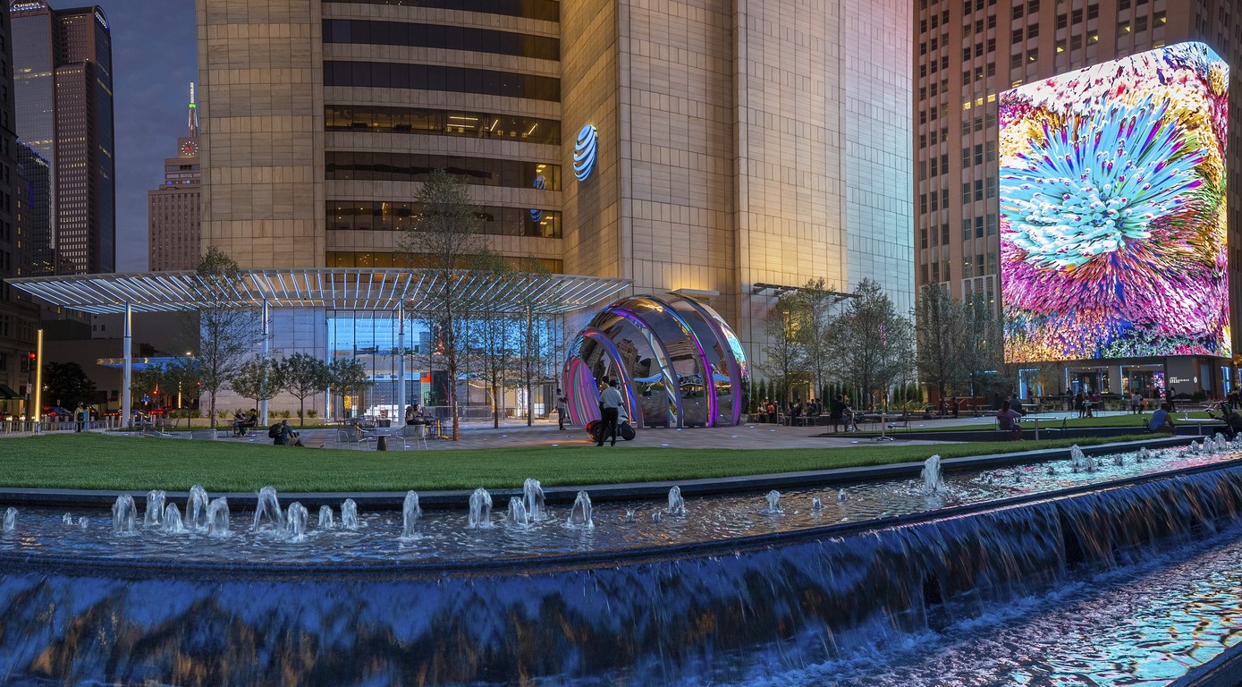 AT&T's campus in downtown Dallas has been revamped in recent years as AT&T Discovery District. (Richard Eimer for Gensler)